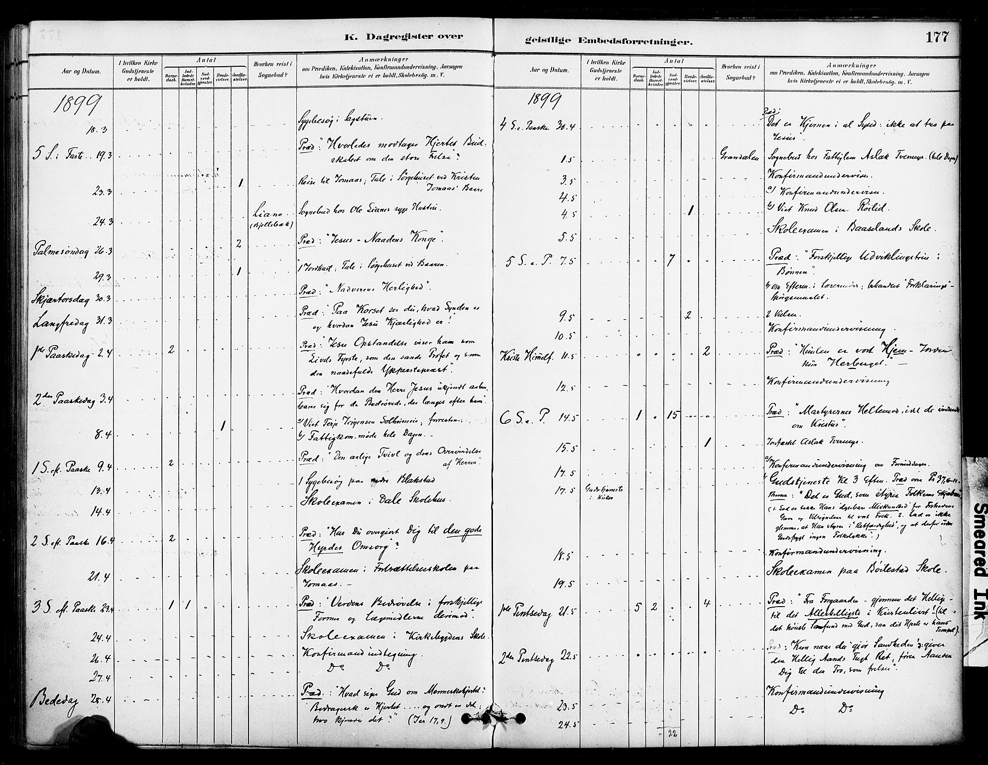 Froland sokneprestkontor, SAK/1111-0013/F/Fa/L0004: Parish register (official) no. A 4, 1882-1906, p. 177