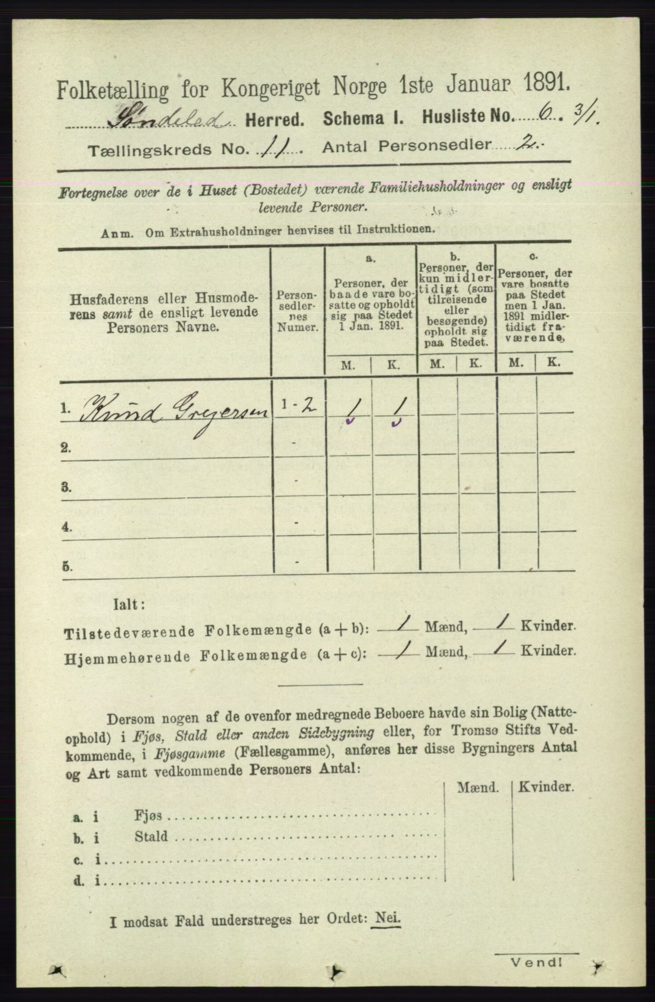 RA, 1891 census for 0913 Søndeled, 1891, p. 3240