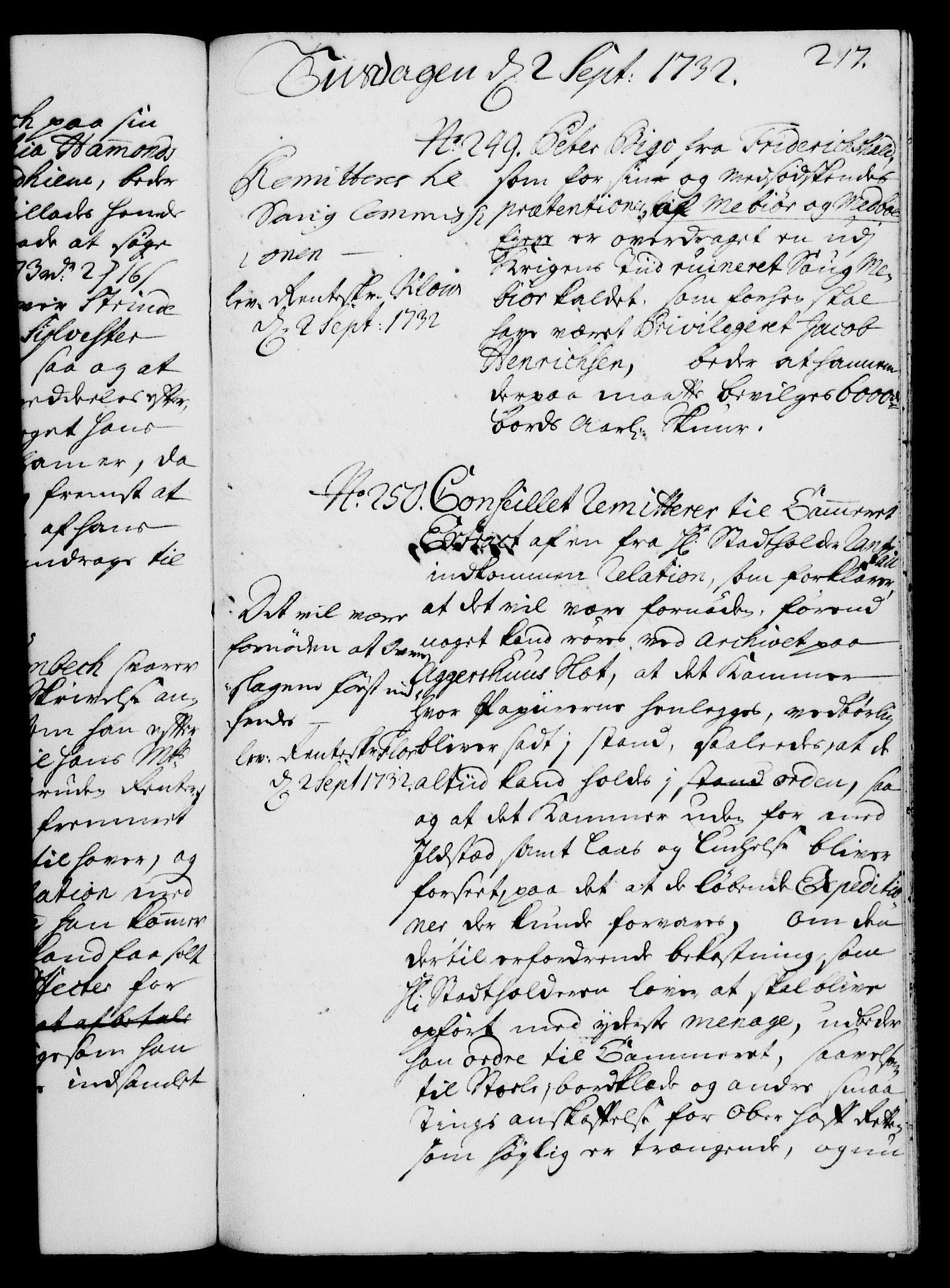Rentekammeret, Kammerkanselliet, RA/EA-3111/G/Gh/Gha/L0014: Norsk ekstraktmemorialprotokoll. Merket RK 53.59, 1731-1732, p. 217