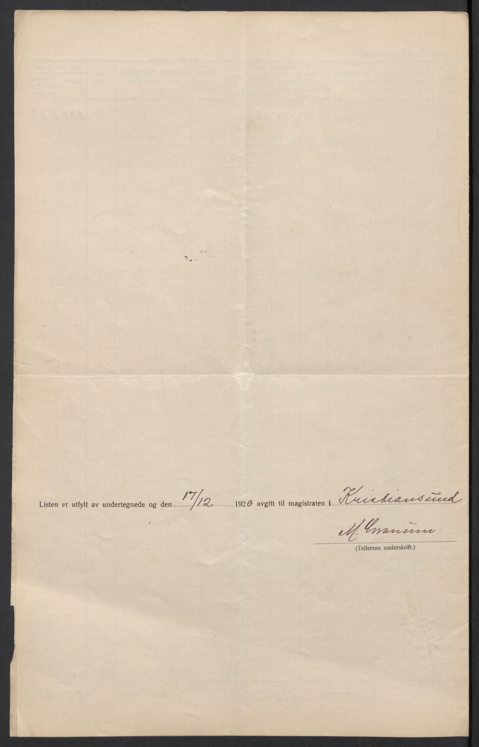 SAT, 1920 census for Kristiansund, 1920, p. 35