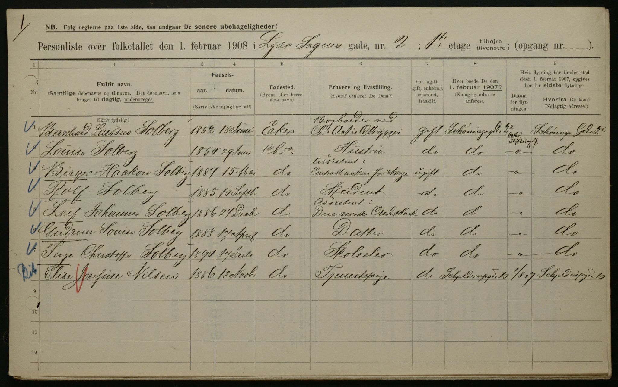 OBA, Municipal Census 1908 for Kristiania, 1908, p. 52334