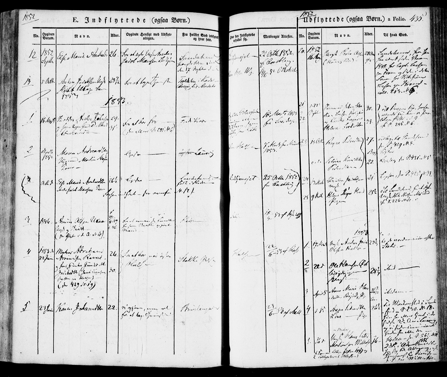 Tjølling kirkebøker, SAKO/A-60/F/Fa/L0006: Parish register (official) no. 6, 1835-1859, p. 435