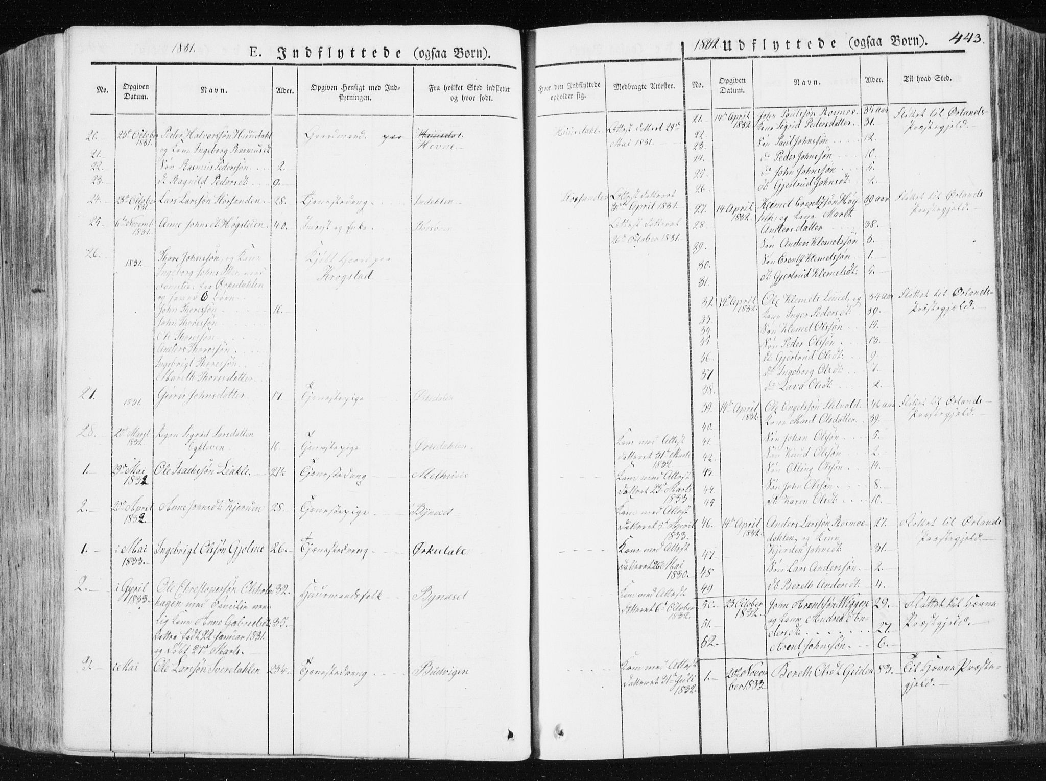 Ministerialprotokoller, klokkerbøker og fødselsregistre - Sør-Trøndelag, SAT/A-1456/665/L0771: Parish register (official) no. 665A06, 1830-1856, p. 443