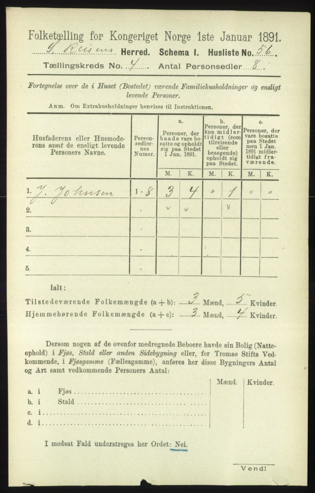 RA, 1891 census for 1925 Sørreisa, 1891, p. 1066