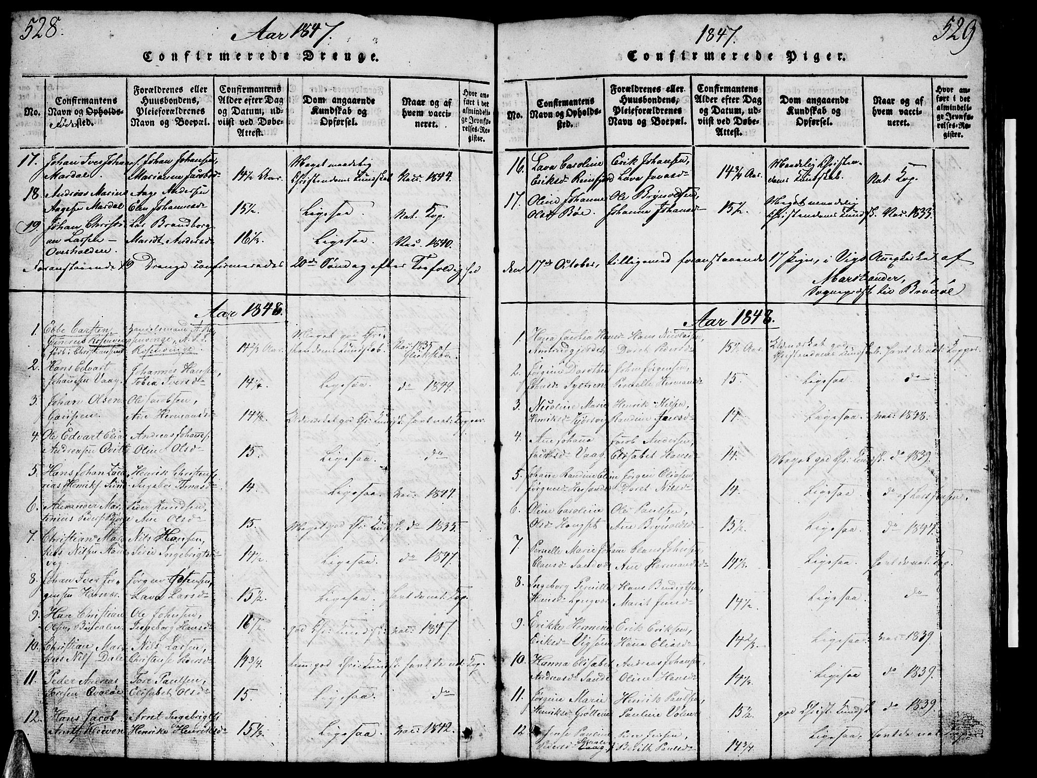 Ministerialprotokoller, klokkerbøker og fødselsregistre - Nordland, SAT/A-1459/812/L0186: Parish register (copy) no. 812C04, 1820-1849, p. 528-529