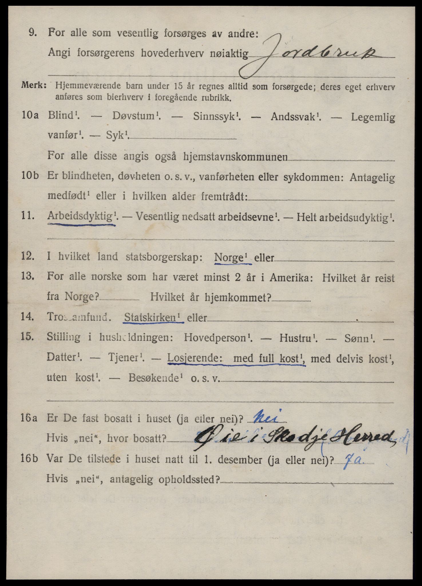 SAT, 1920 census for Borgund, 1920, p. 7795