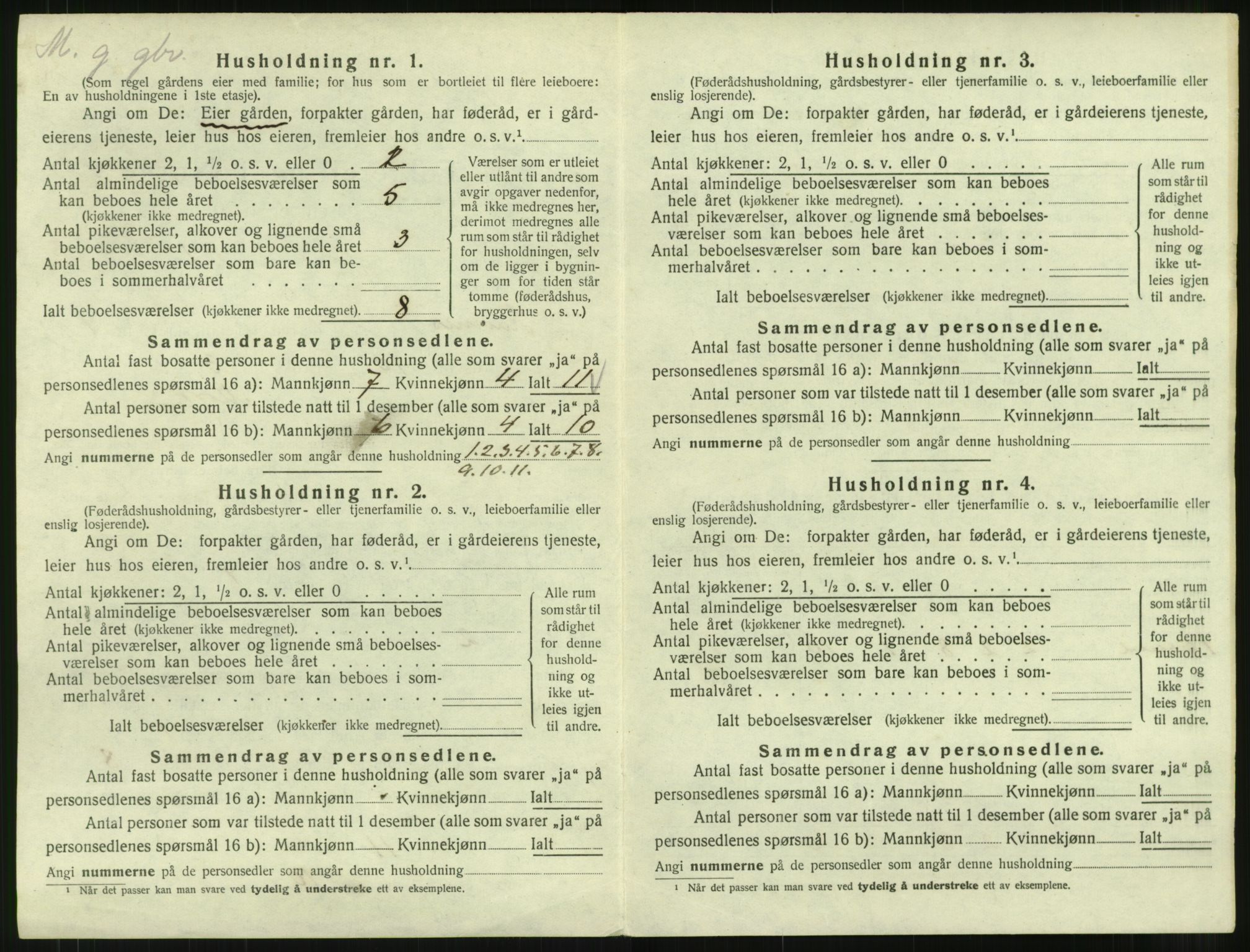 SAT, 1920 census for Kvernes, 1920, p. 20