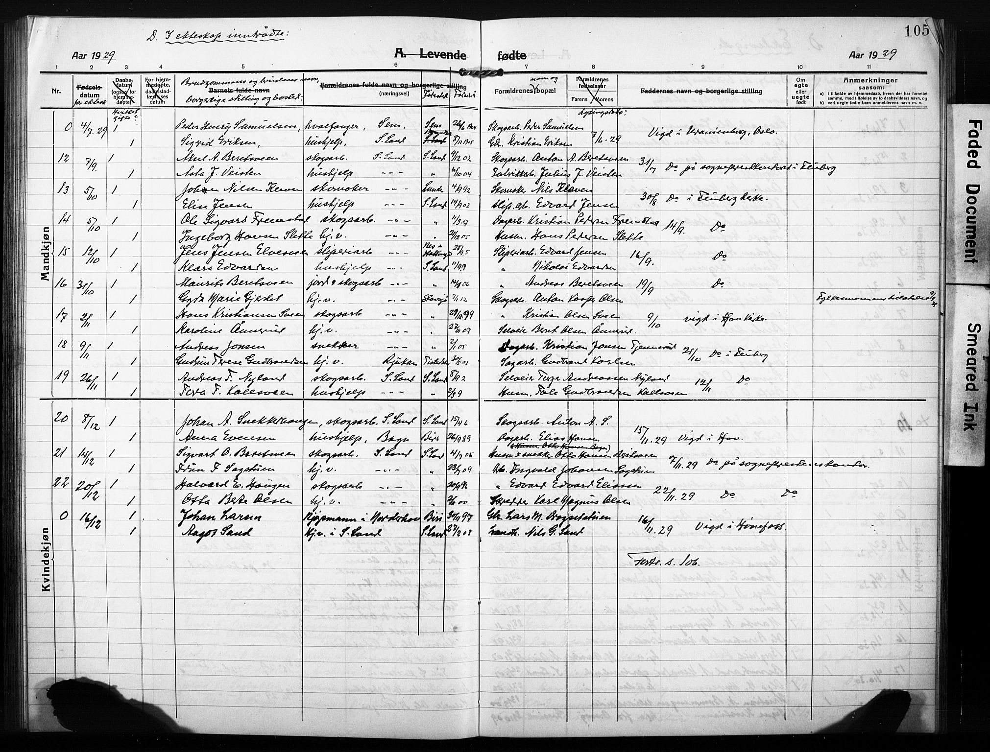 Søndre Land prestekontor, AV/SAH-PREST-122/L/L0007: Parish register (copy) no. 7, 1915-1932, p. 105