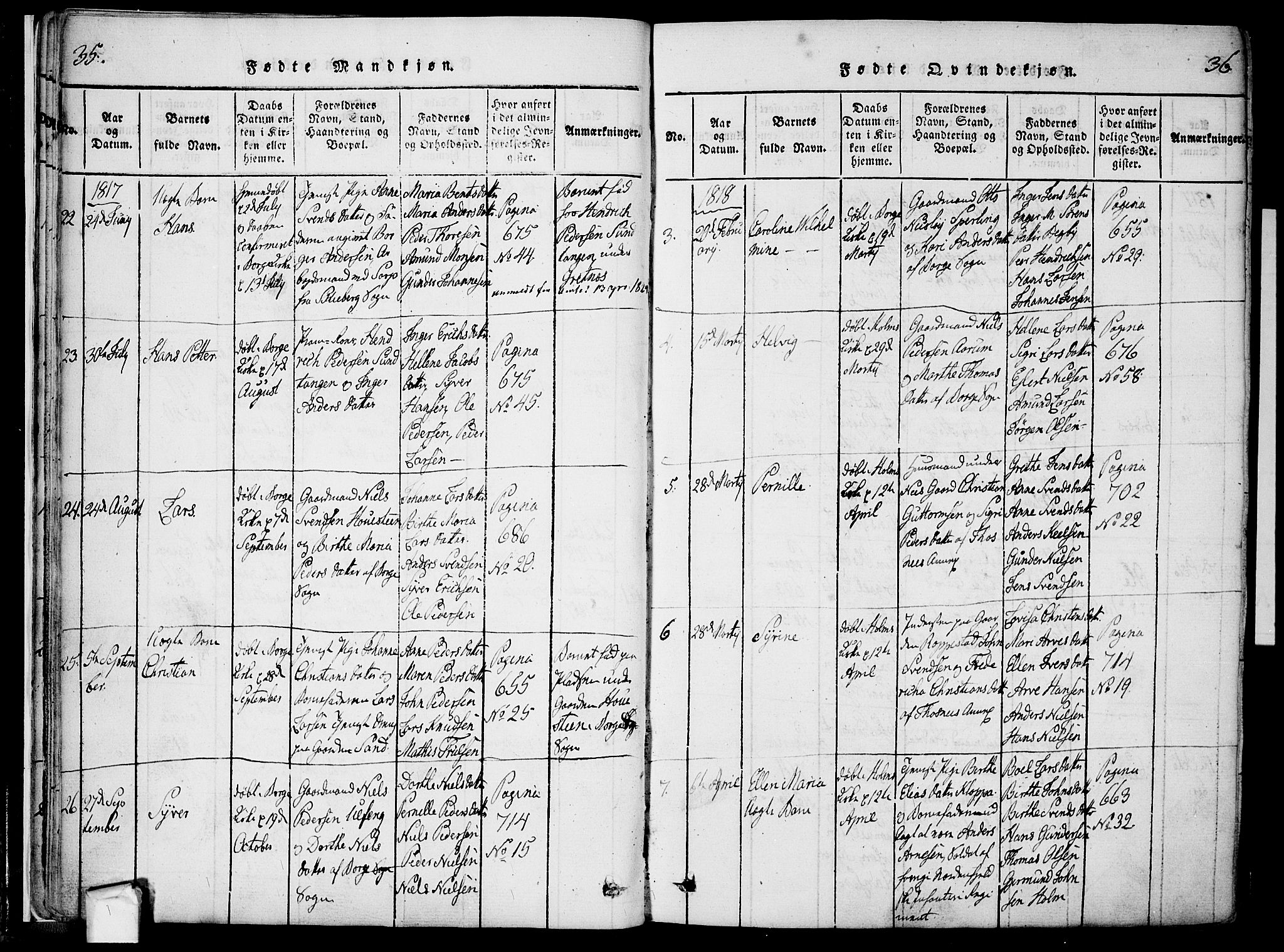 Borge prestekontor Kirkebøker, AV/SAO-A-10903/F/Fa/L0003: Parish register (official) no. I 3, 1815-1836, p. 35-36