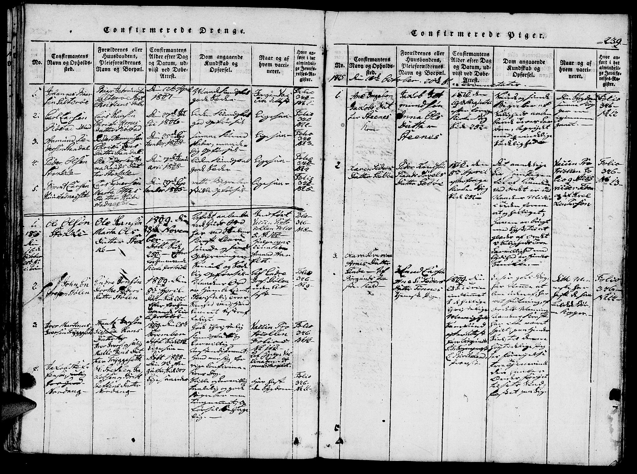 Ministerialprotokoller, klokkerbøker og fødselsregistre - Møre og Romsdal, AV/SAT-A-1454/515/L0207: Parish register (official) no. 515A03, 1819-1829, p. 239