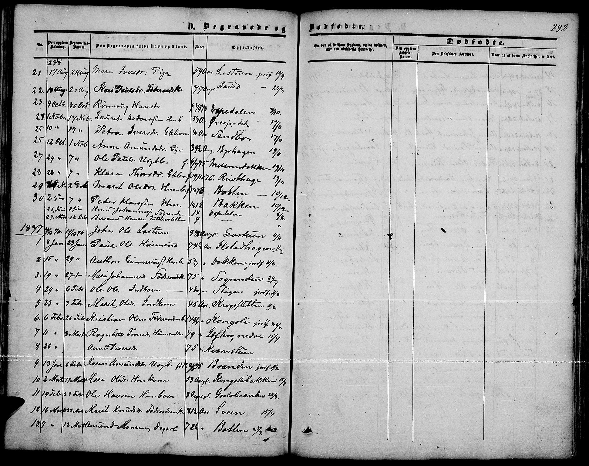 Nord-Fron prestekontor, SAH/PREST-080/H/Ha/Hab/L0001: Parish register (copy) no. 1, 1851-1883, p. 292