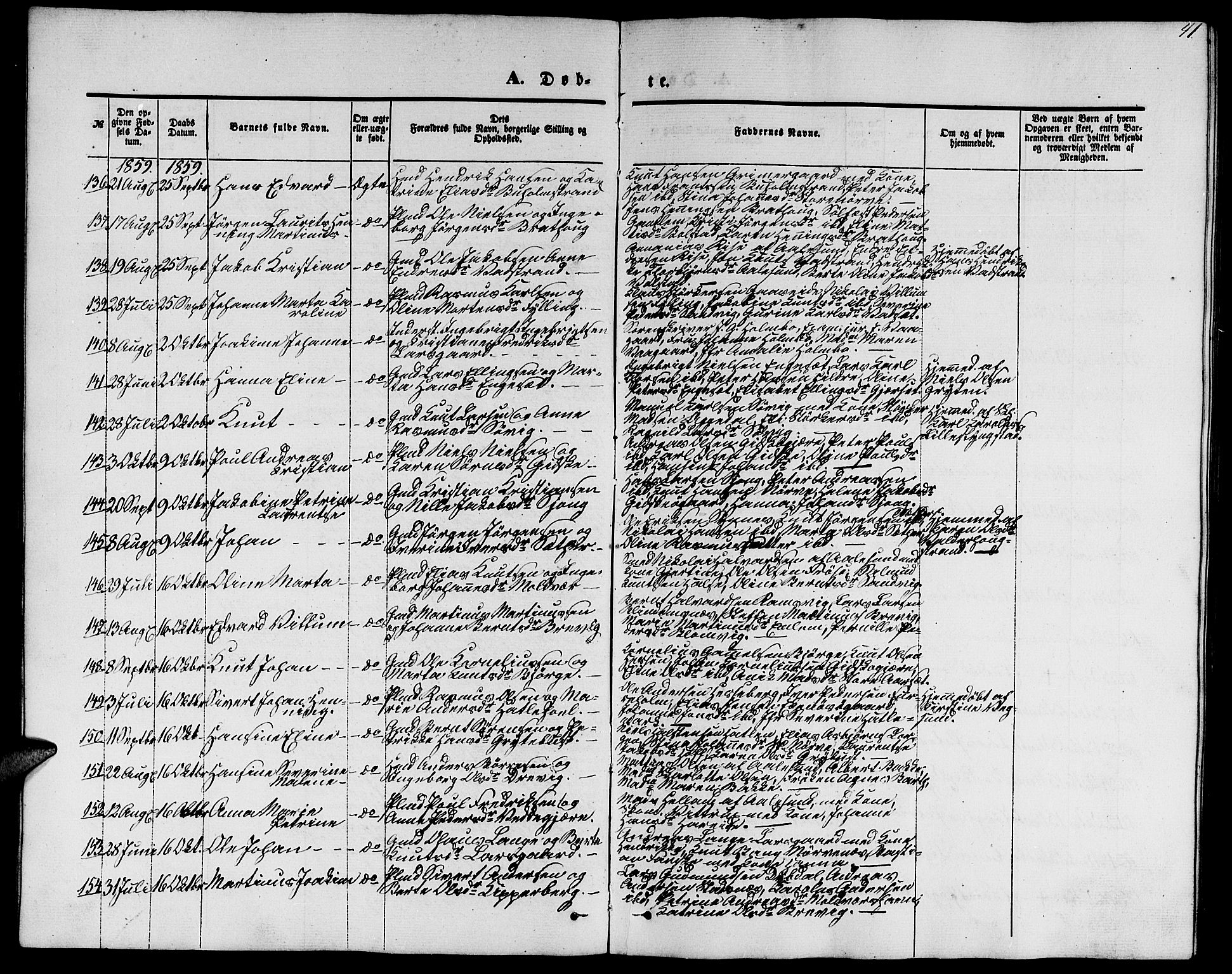 Ministerialprotokoller, klokkerbøker og fødselsregistre - Møre og Romsdal, AV/SAT-A-1454/528/L0427: Parish register (copy) no. 528C08, 1855-1864, p. 41