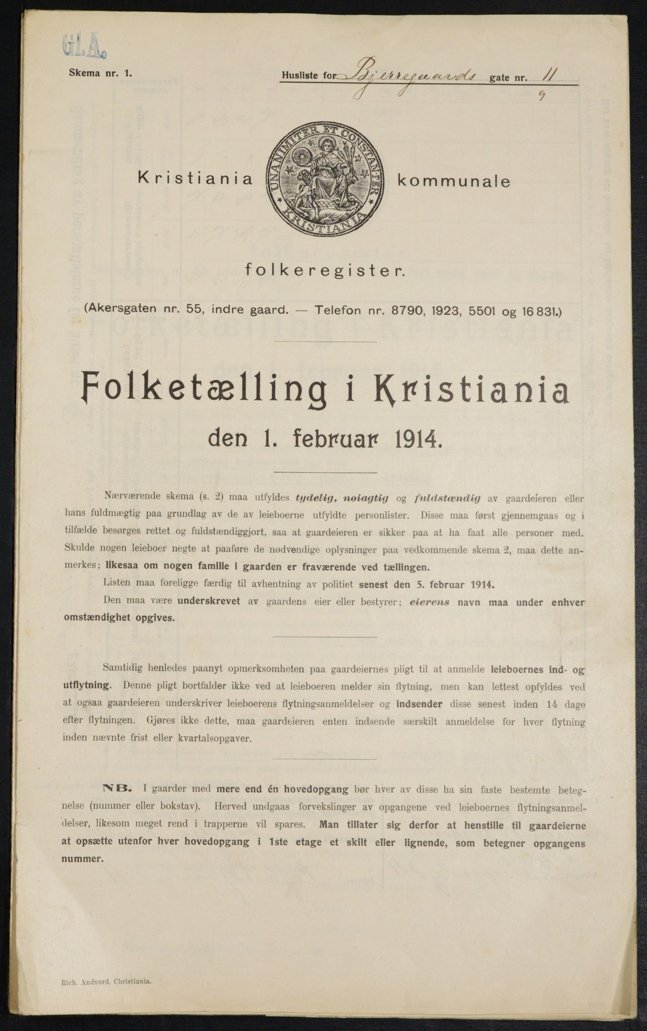 OBA, Municipal Census 1914 for Kristiania, 1914, p. 5669