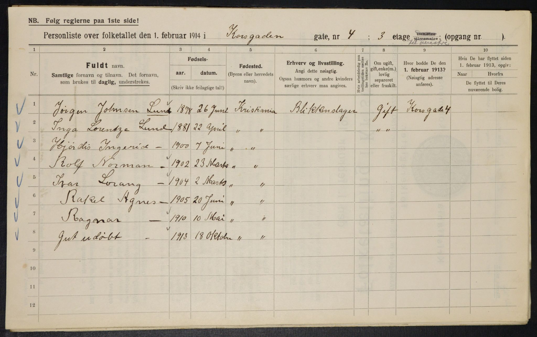 OBA, Municipal Census 1914 for Kristiania, 1914, p. 53360