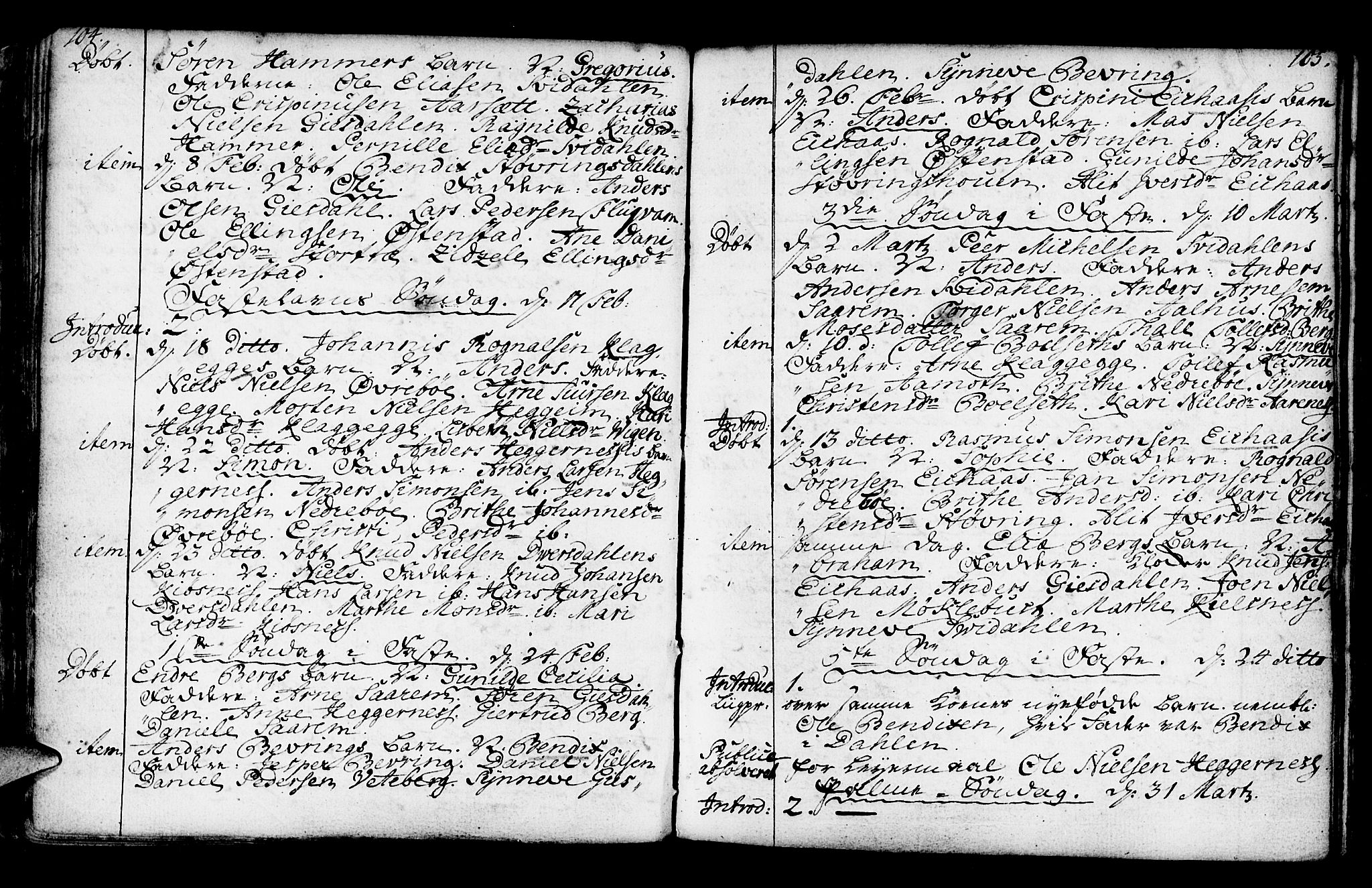 Jølster sokneprestembete, SAB/A-80701/H/Haa/Haaa/L0003: Parish register (official) no. A 3, 1748-1789, p. 104-105