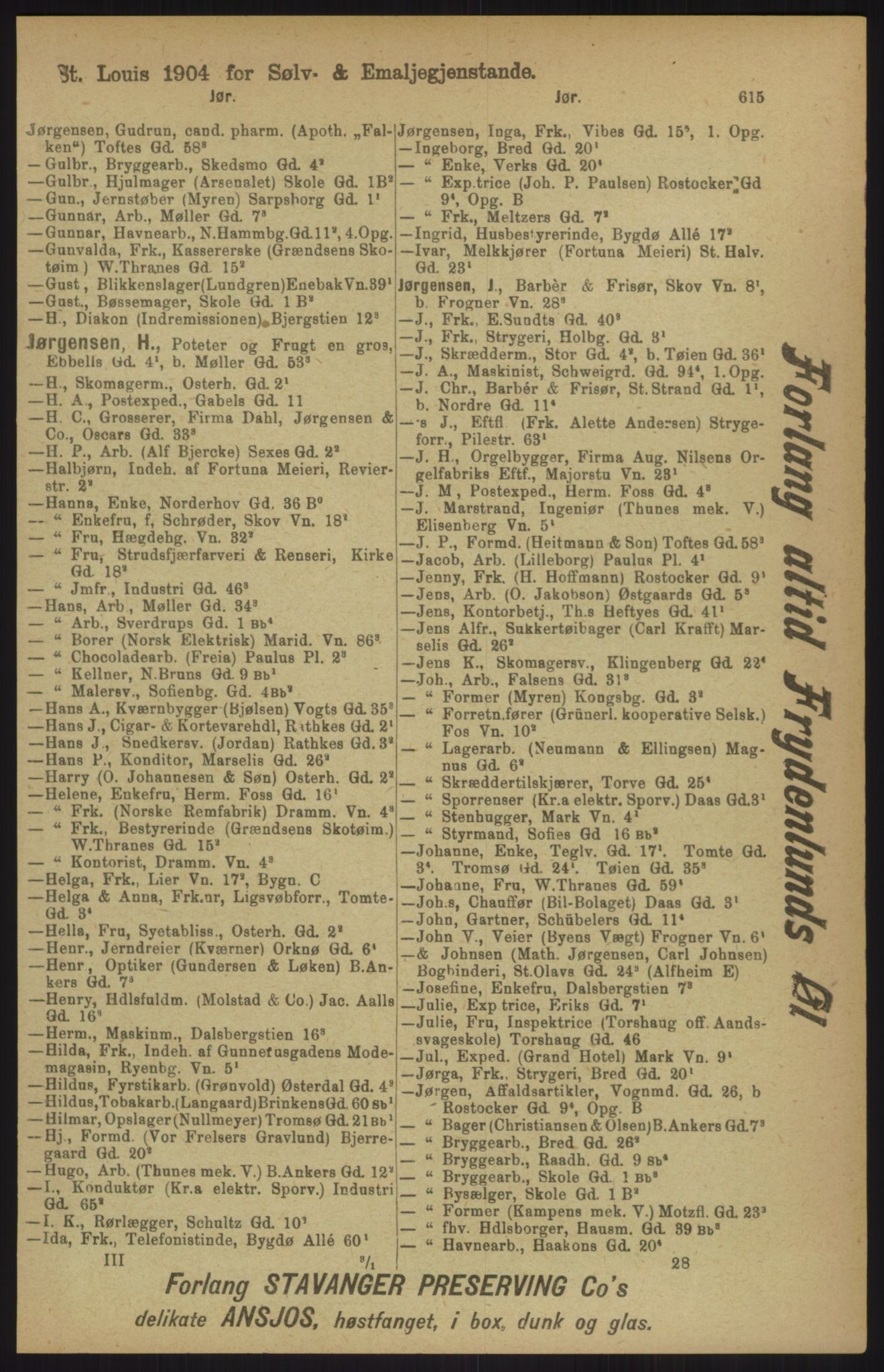 Kristiania/Oslo adressebok, PUBL/-, 1911, p. 615