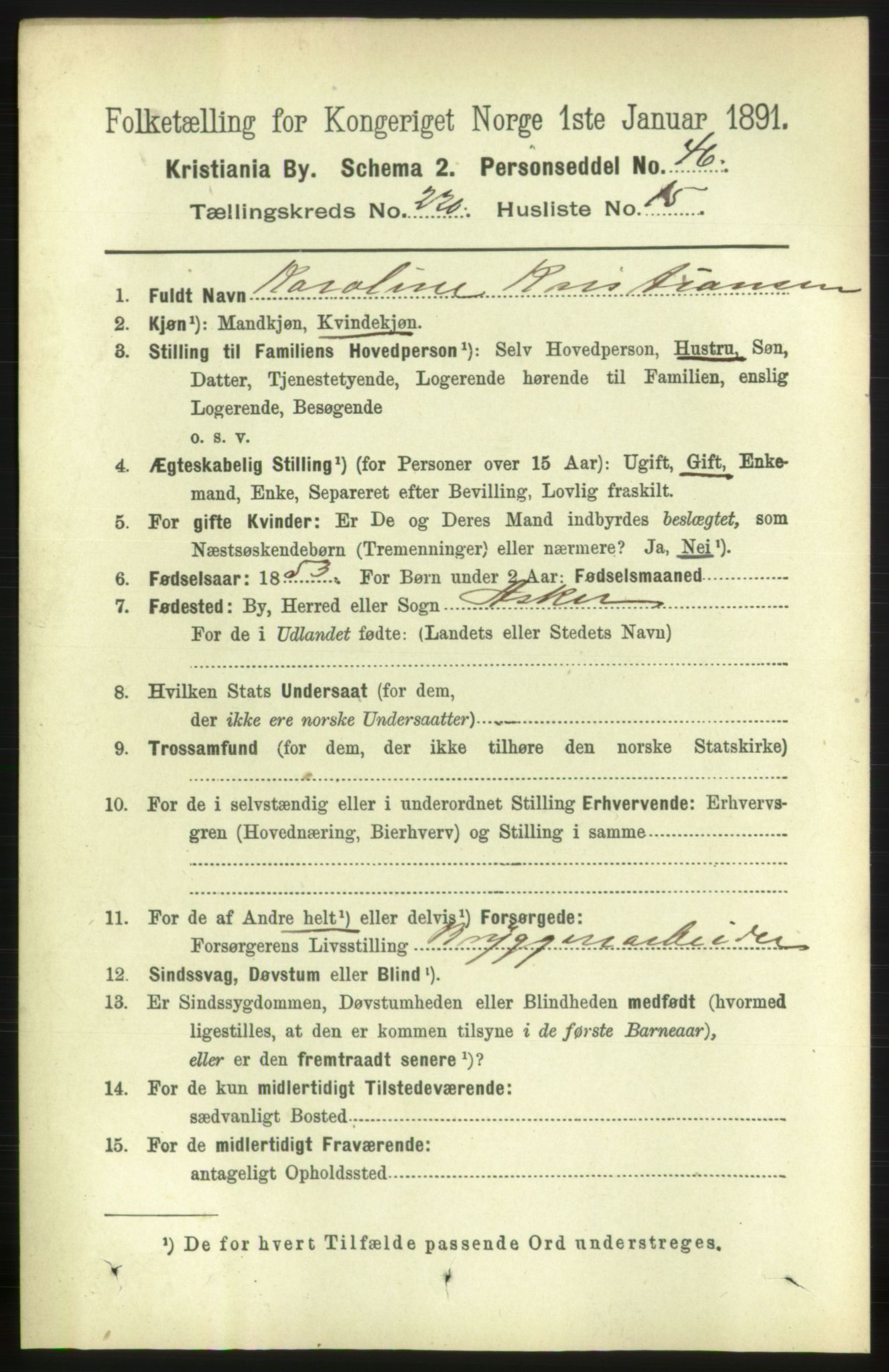 RA, 1891 census for 0301 Kristiania, 1891, p. 131444
