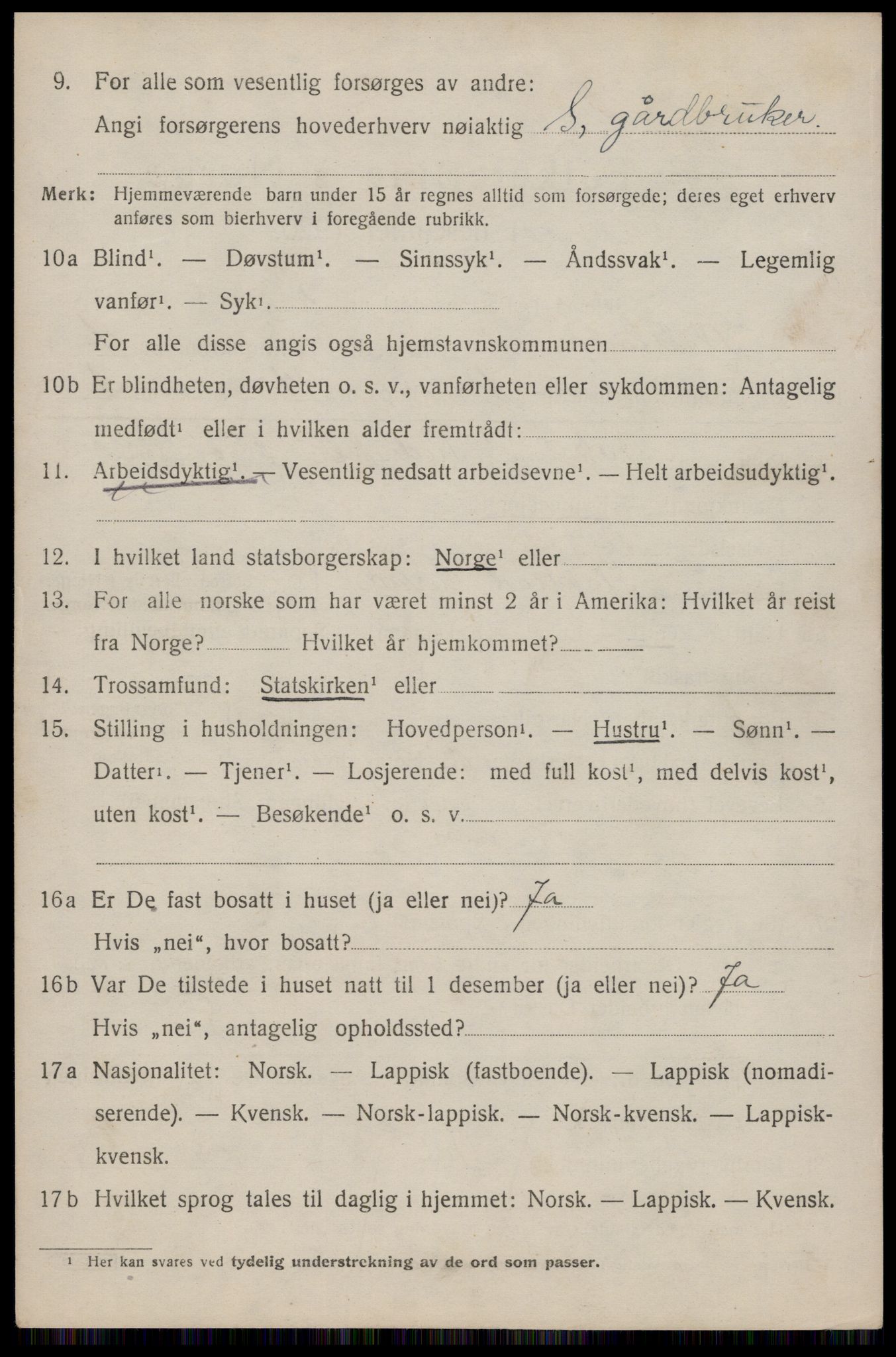 SAT, 1920 census for Flakstad, 1920, p. 2826