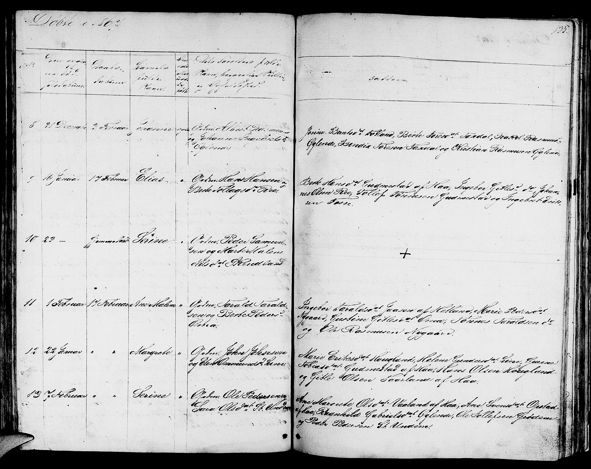 Lye sokneprestkontor, AV/SAST-A-101794/001/30BB/L0002: Parish register (copy) no. B 2, 1852-1867, p. 135