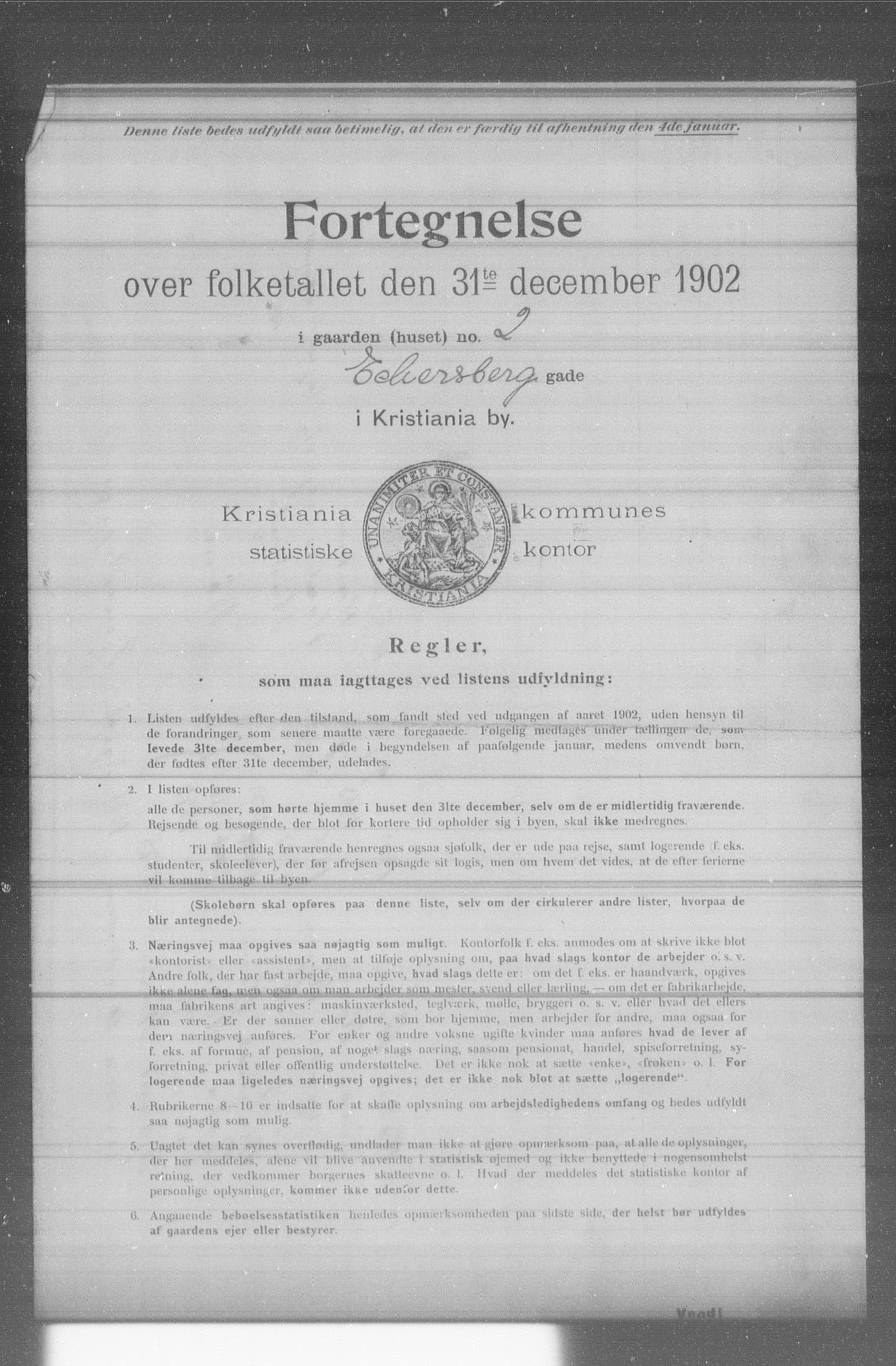 OBA, Municipal Census 1902 for Kristiania, 1902, p. 3480