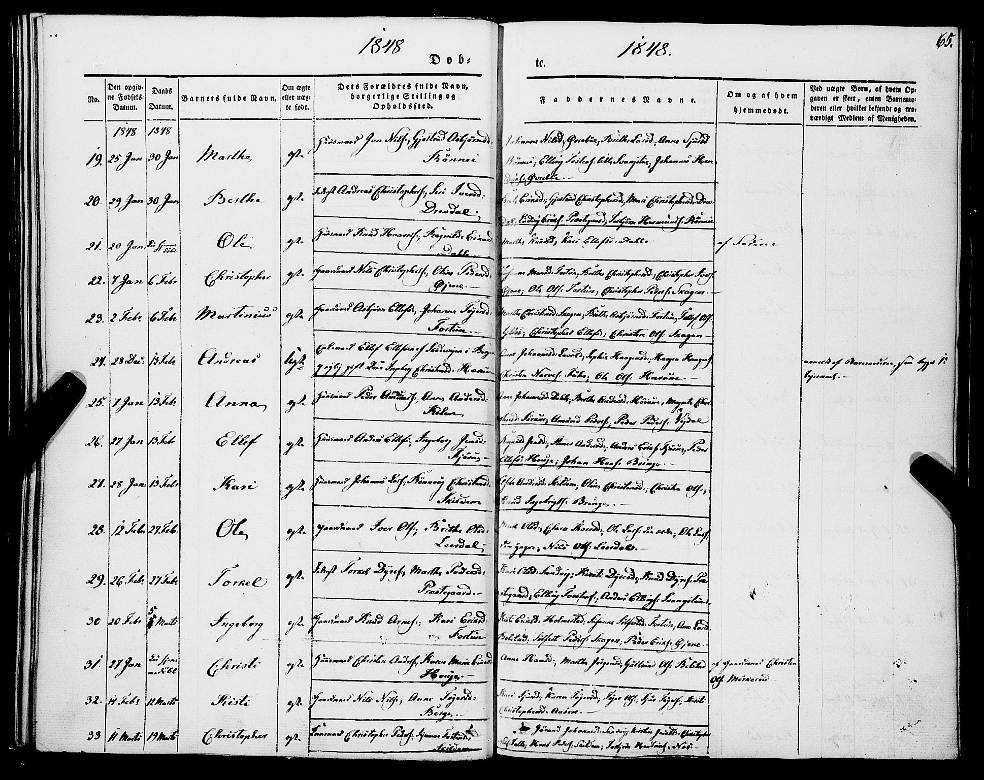 Luster sokneprestembete, AV/SAB-A-81101/H/Haa/Haaa/L0006: Parish register (official) no. A 6, 1840-1848, p. 65