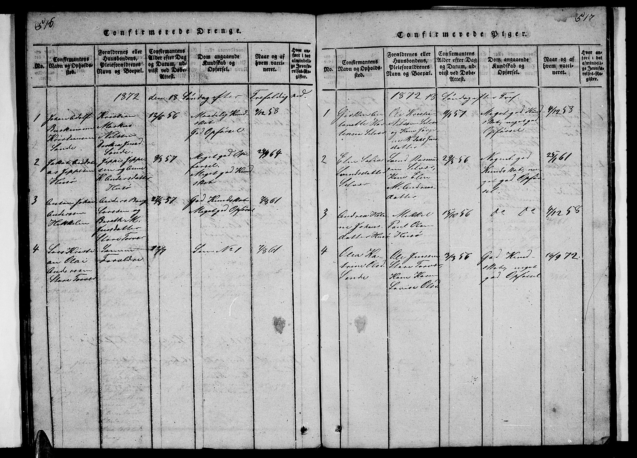 Ministerialprotokoller, klokkerbøker og fødselsregistre - Nordland, SAT/A-1459/840/L0581: Parish register (copy) no. 840C01, 1820-1873, p. 516-517