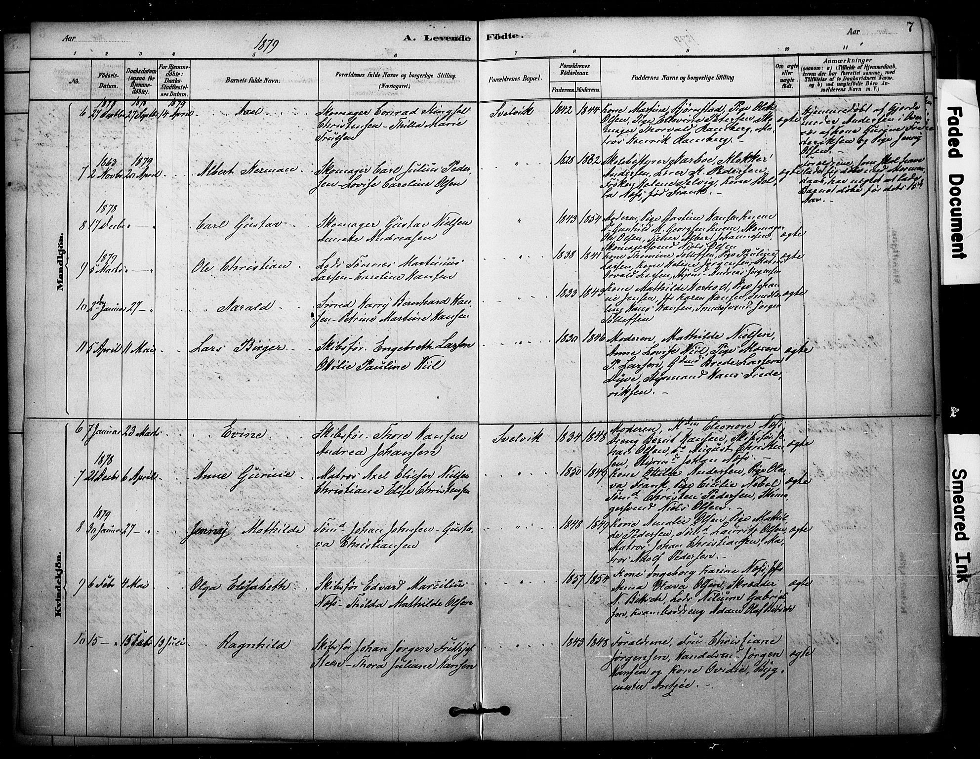 Strømm kirkebøker, SAKO/A-322/F/Fb/L0001: Parish register (official) no. II 1, 1878-1899, p. 7