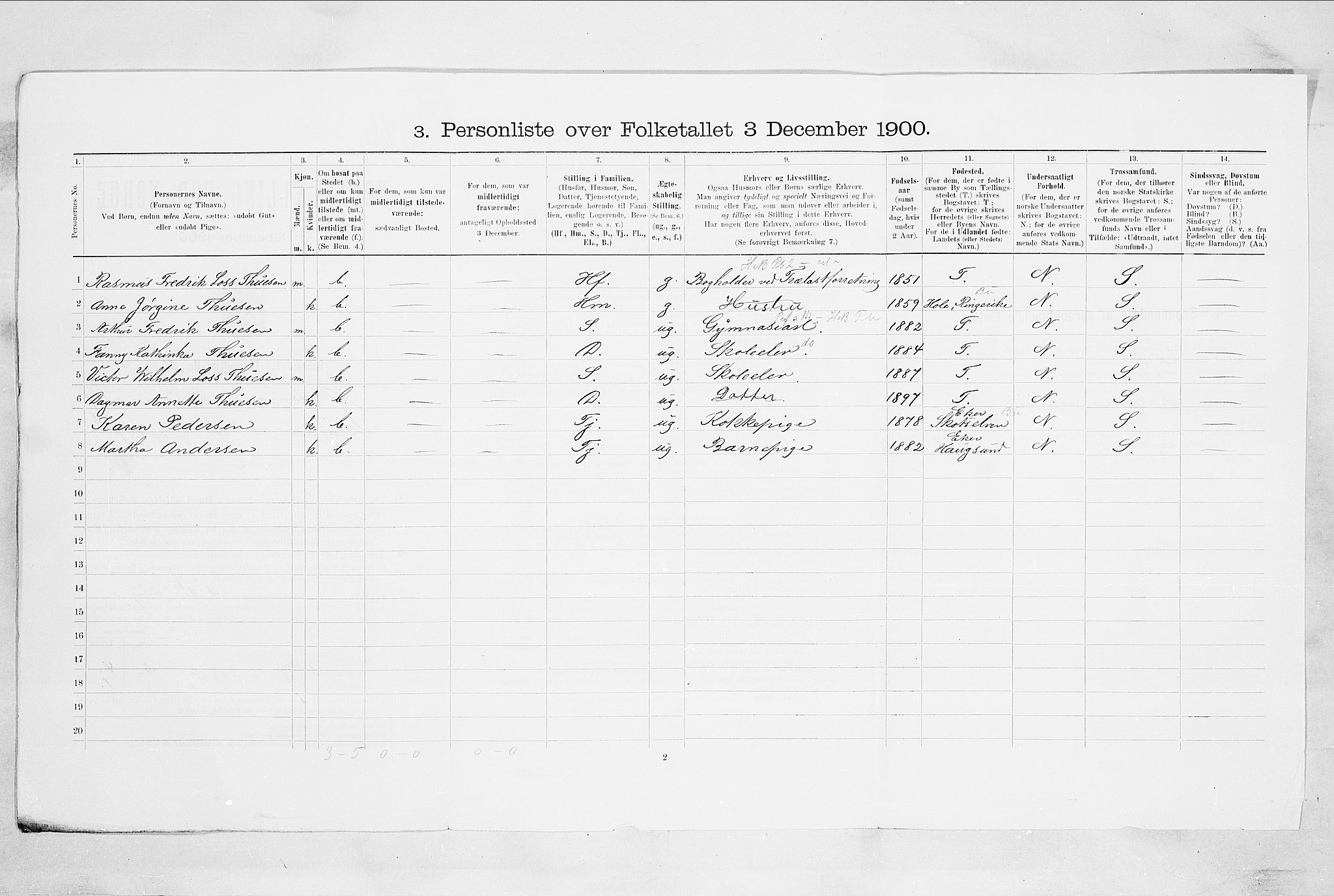 RA, 1900 census for Drammen, 1900, p. 3102
