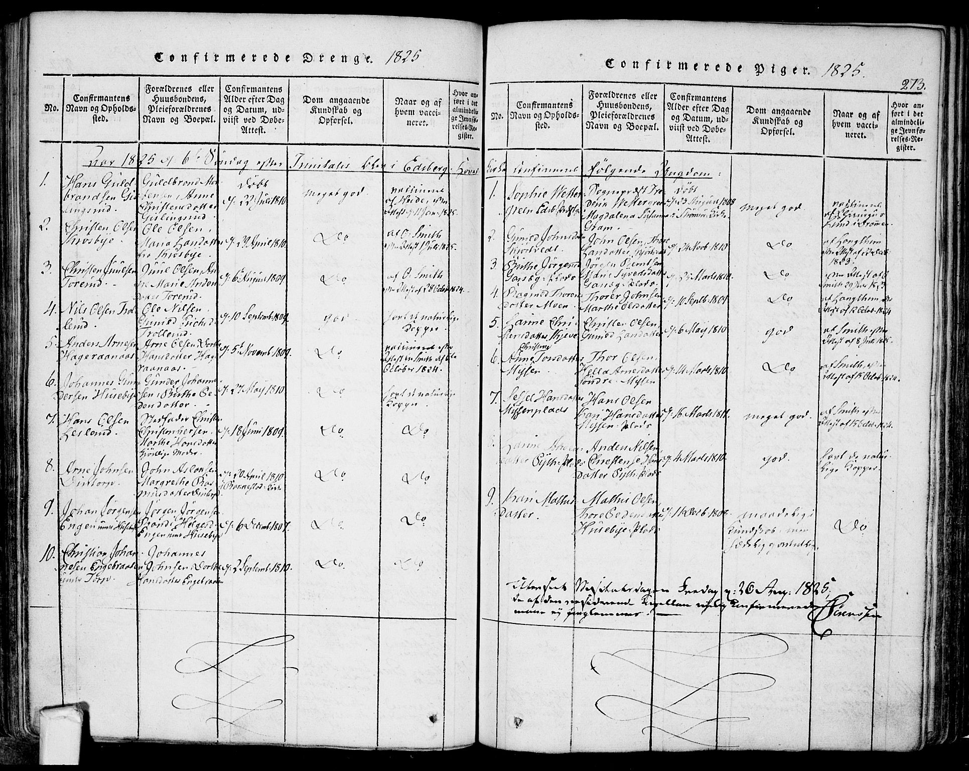 Eidsberg prestekontor Kirkebøker, AV/SAO-A-10905/F/Fa/L0007: Parish register (official) no. I 7, 1814-1832, p. 273