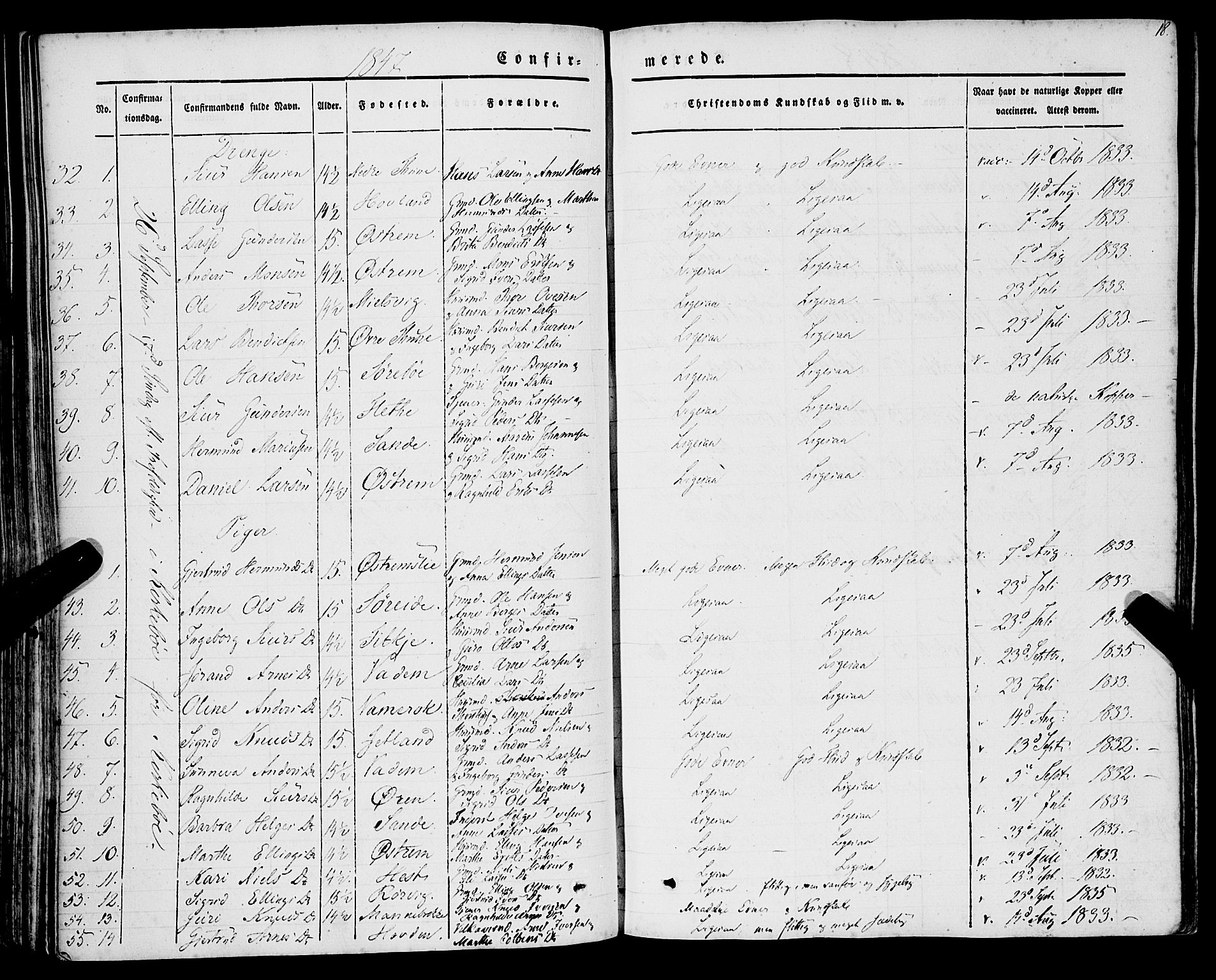 Lavik sokneprestembete, SAB/A-80901: Parish register (official) no. A 3, 1843-1863, p. 18