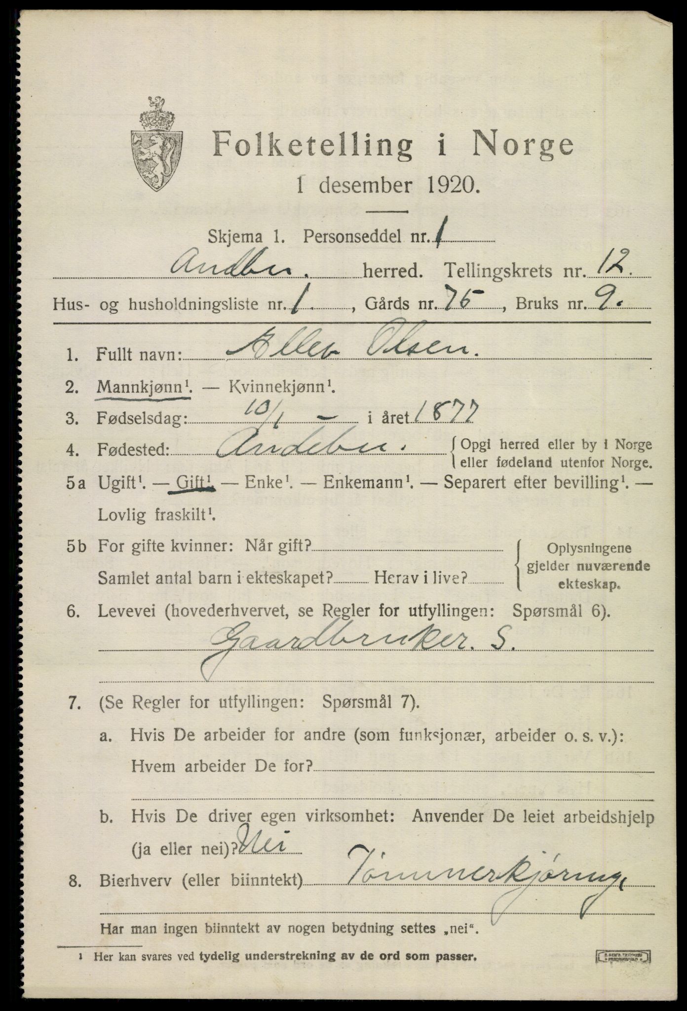 SAKO, 1920 census for Andebu, 1920, p. 4472