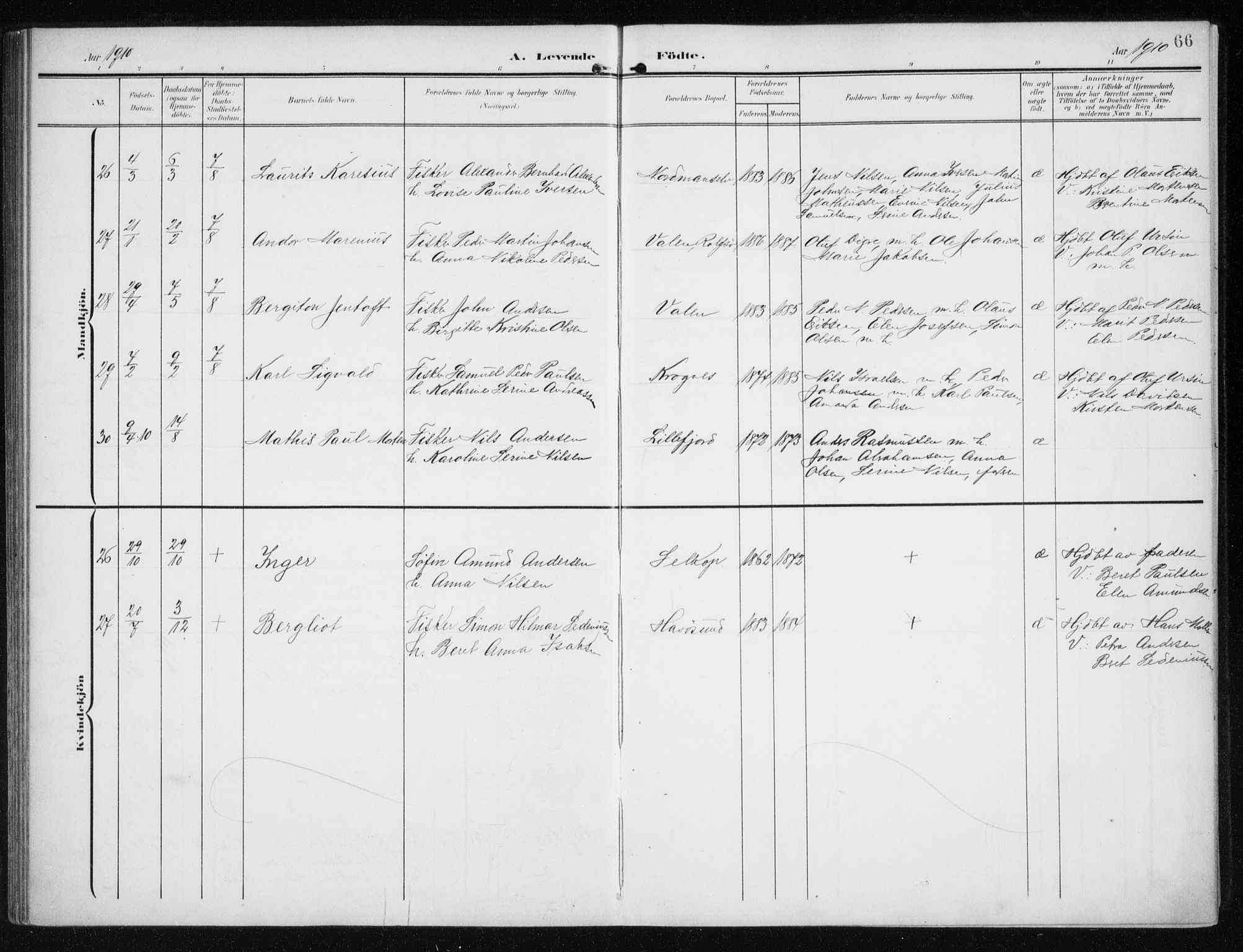 Måsøy sokneprestkontor, AV/SATØ-S-1348/H/Ha/L0009kirke: Parish register (official) no. 9, 1903-1914, p. 66