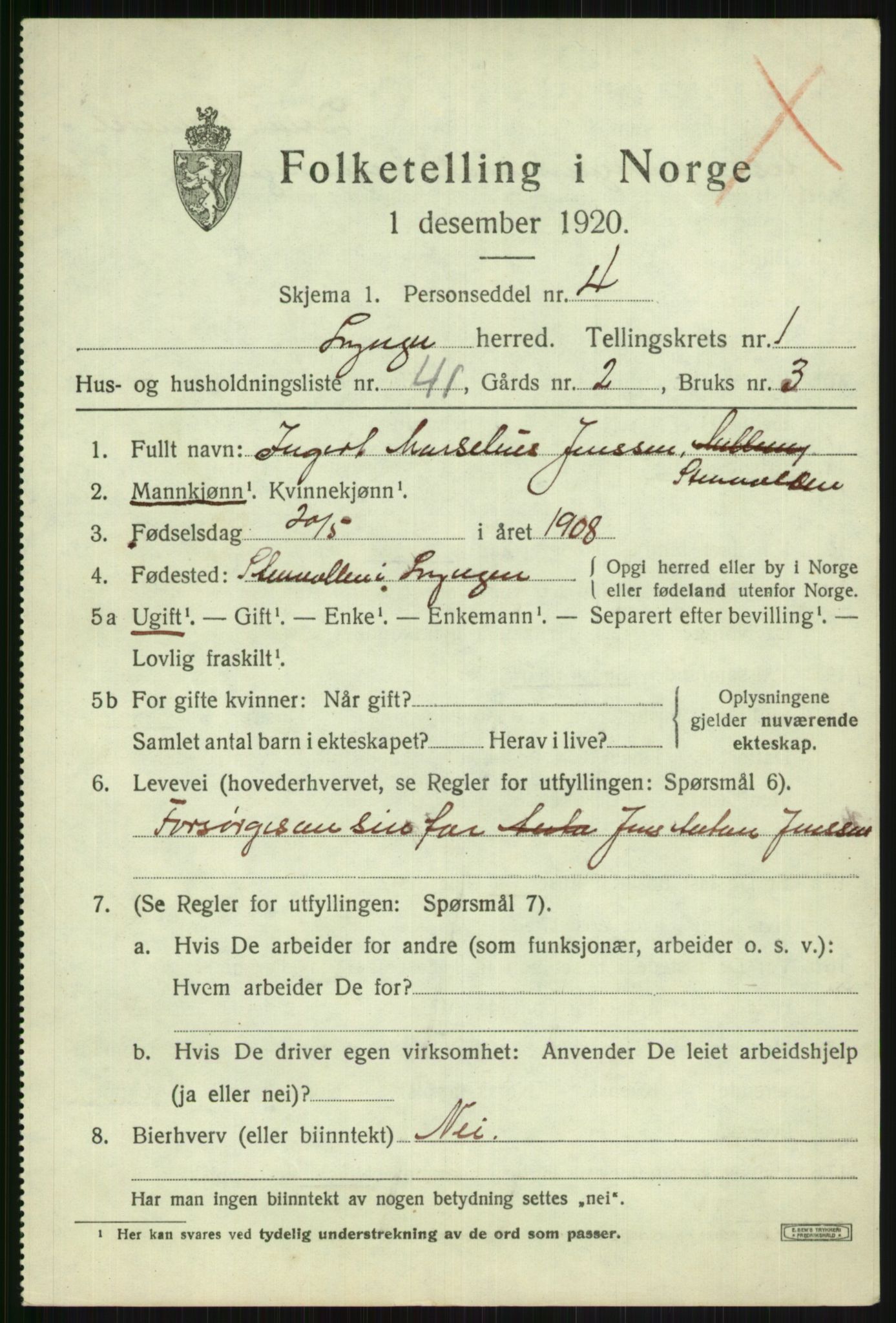 SATØ, 1920 census for Lyngen, 1920, p. 2428