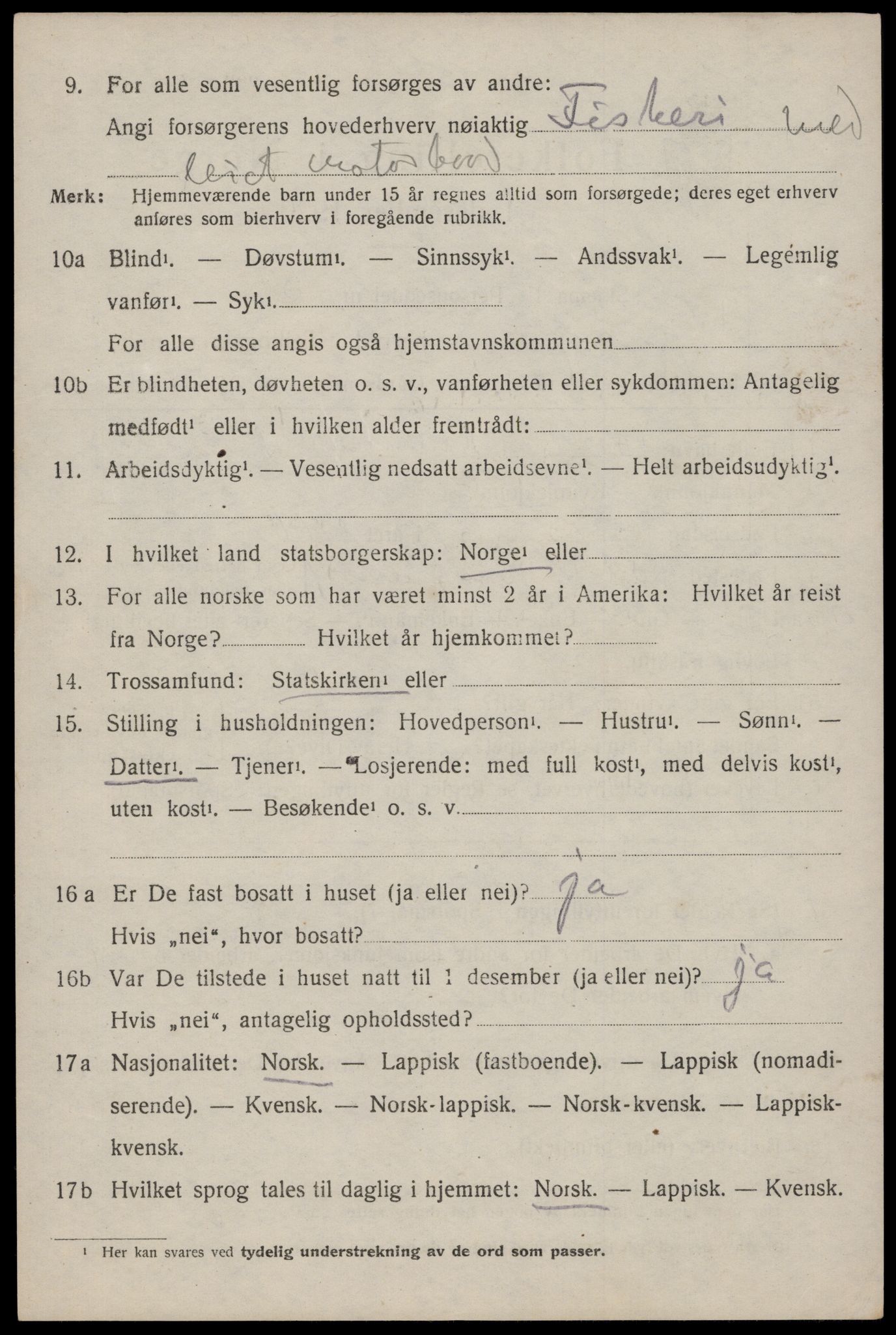 SAT, 1920 census for Værøy, 1920, p. 3654