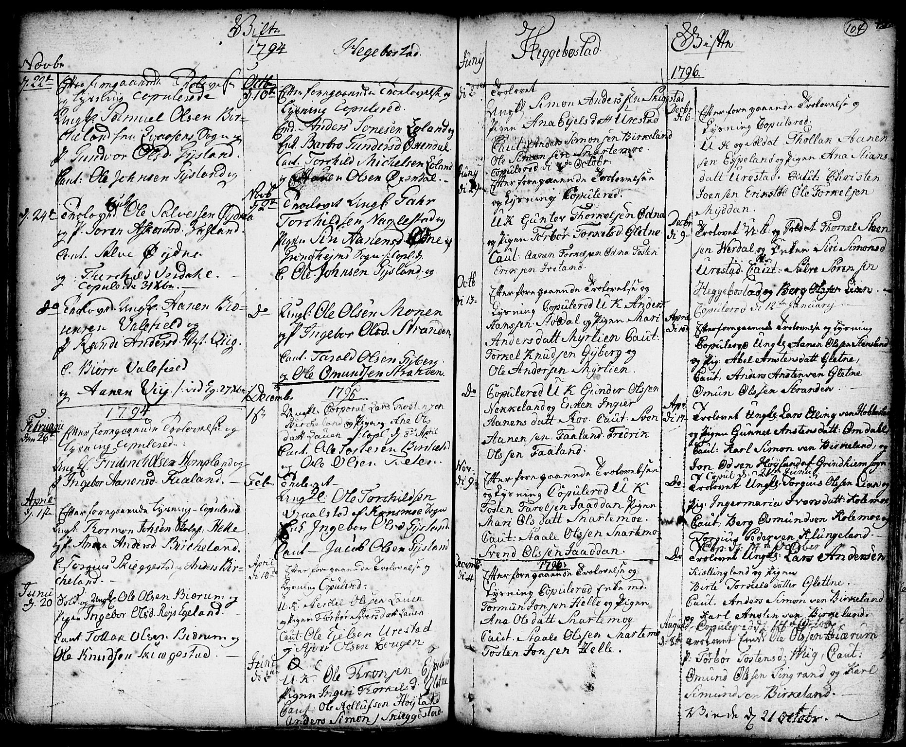 Hægebostad sokneprestkontor, SAK/1111-0024/F/Fa/Faa/L0001: Parish register (official) no. A 1 /1, 1760-1820, p. 104
