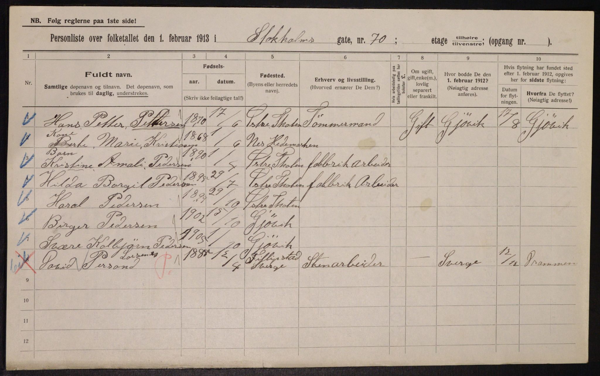 OBA, Municipal Census 1913 for Kristiania, 1913, p. 102662