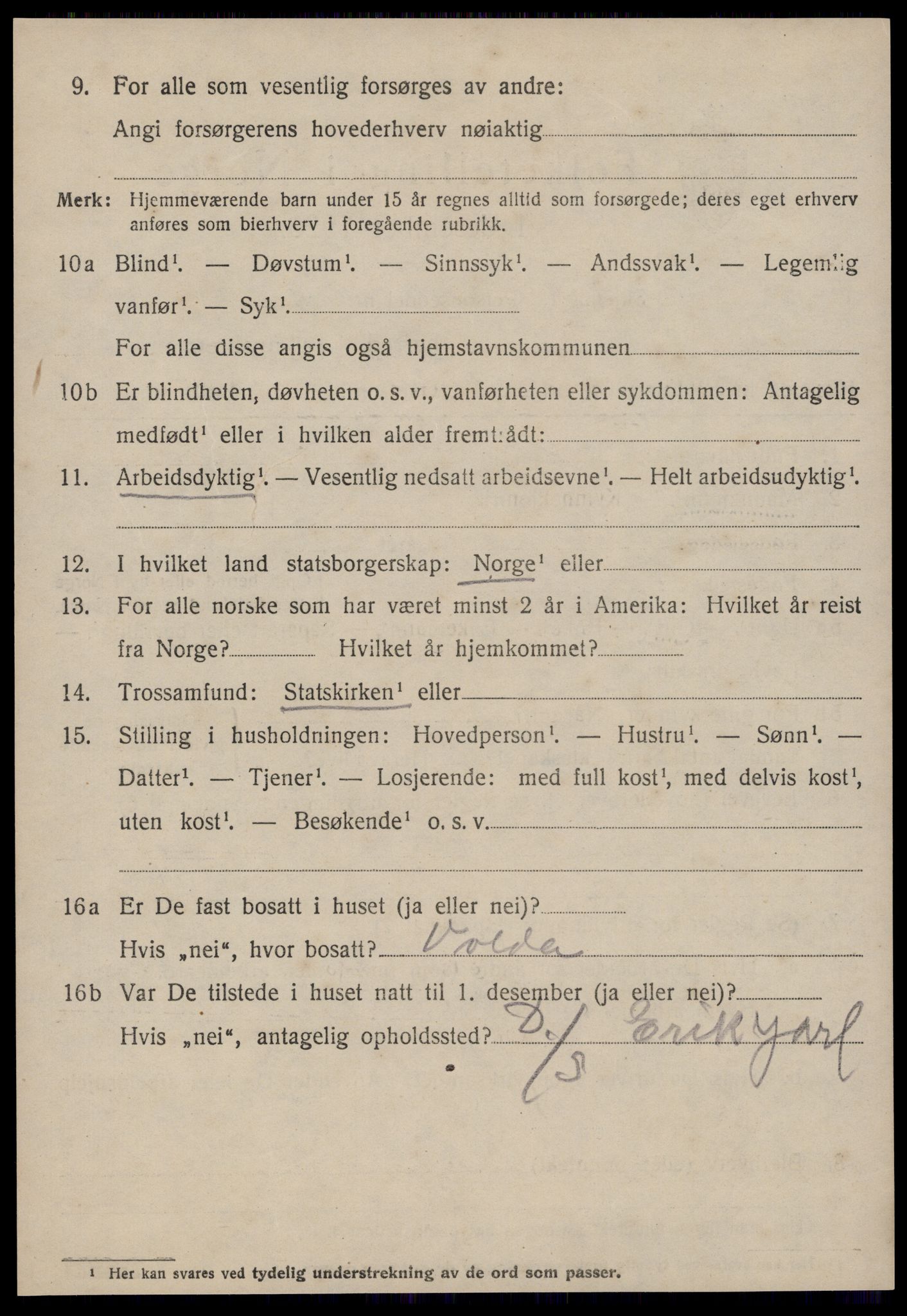 SAT, 1920 census for Vanylven, 1920, p. 3276