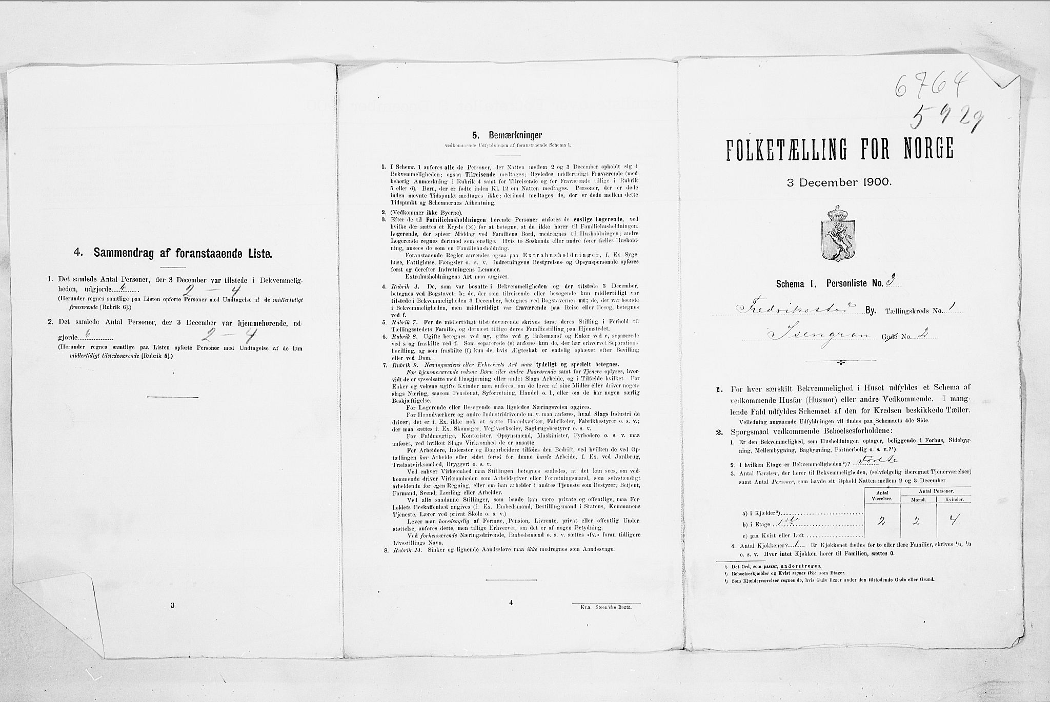 SAO, 1900 census for Fredrikstad, 1900