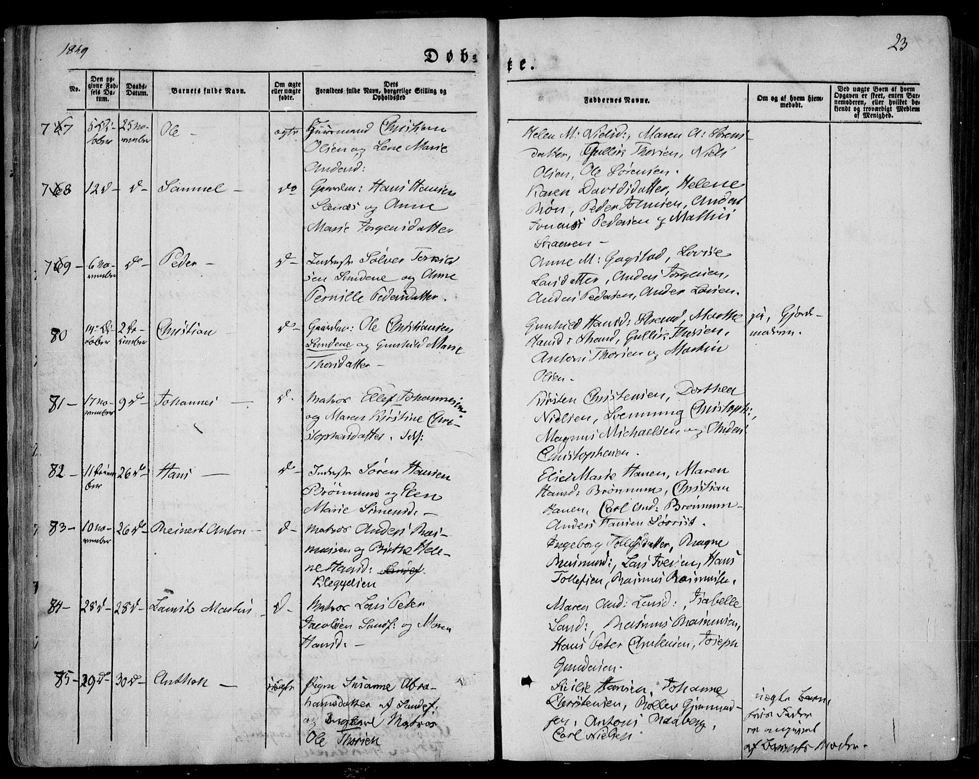 Sandar kirkebøker, SAKO/A-243/F/Fa/L0006: Parish register (official) no. 6, 1847-1860, p. 23