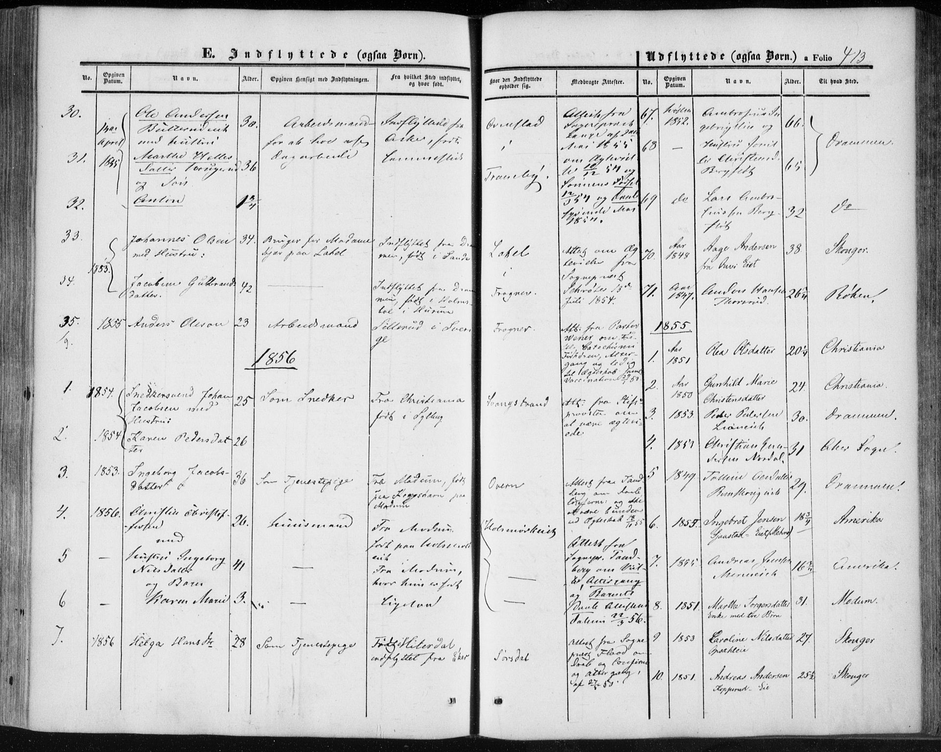 Lier kirkebøker, SAKO/A-230/F/Fa/L0012: Parish register (official) no. I 12, 1854-1864, p. 413