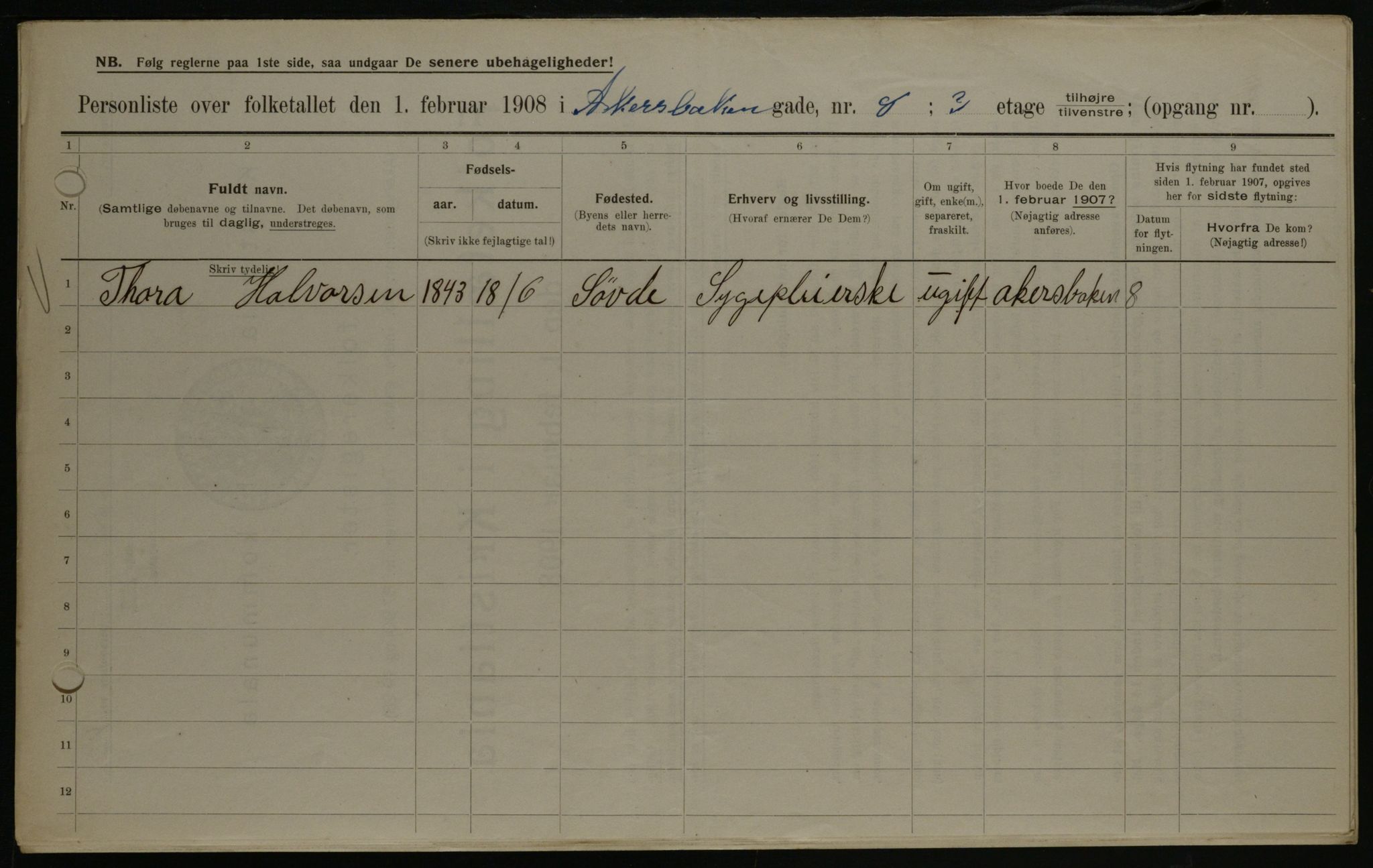 OBA, Municipal Census 1908 for Kristiania, 1908, p. 35