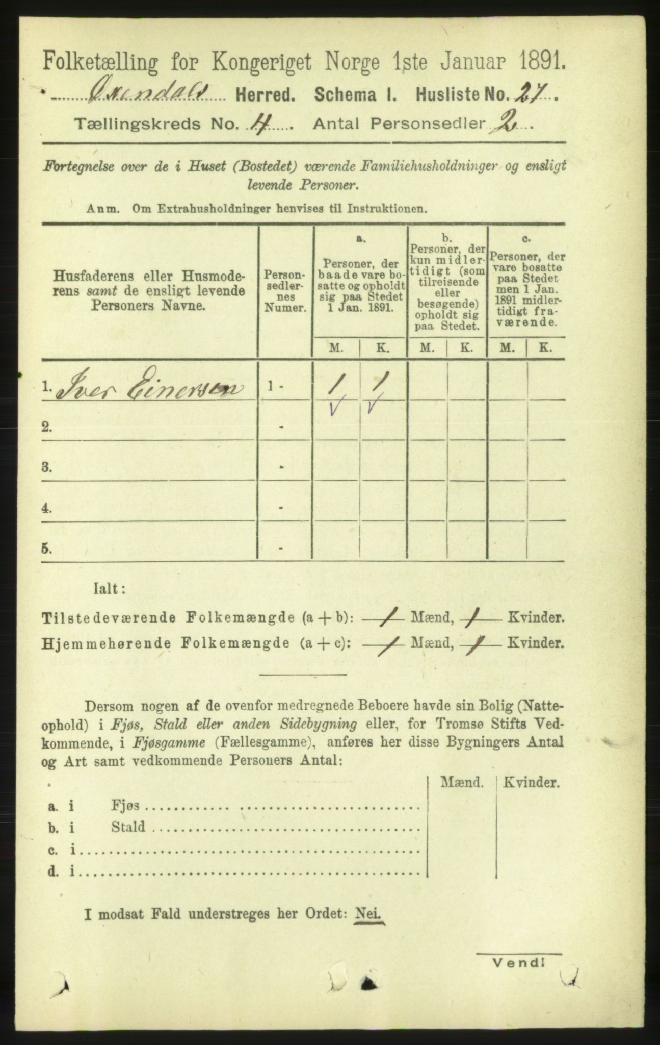 RA, 1891 census for 1561 Øksendal, 1891, p. 835