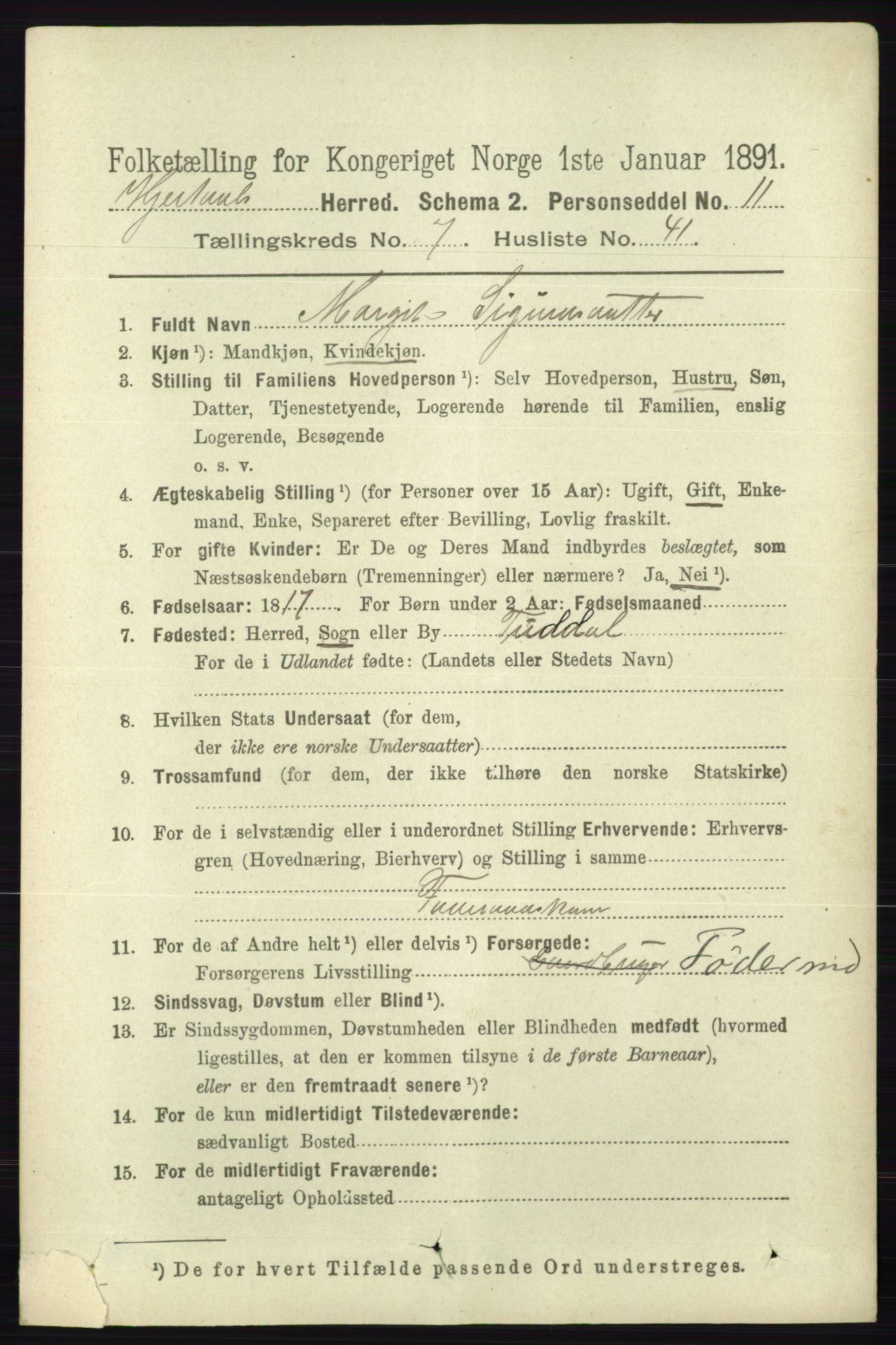 RA, 1891 census for 0827 Hjartdal, 1891, p. 2768