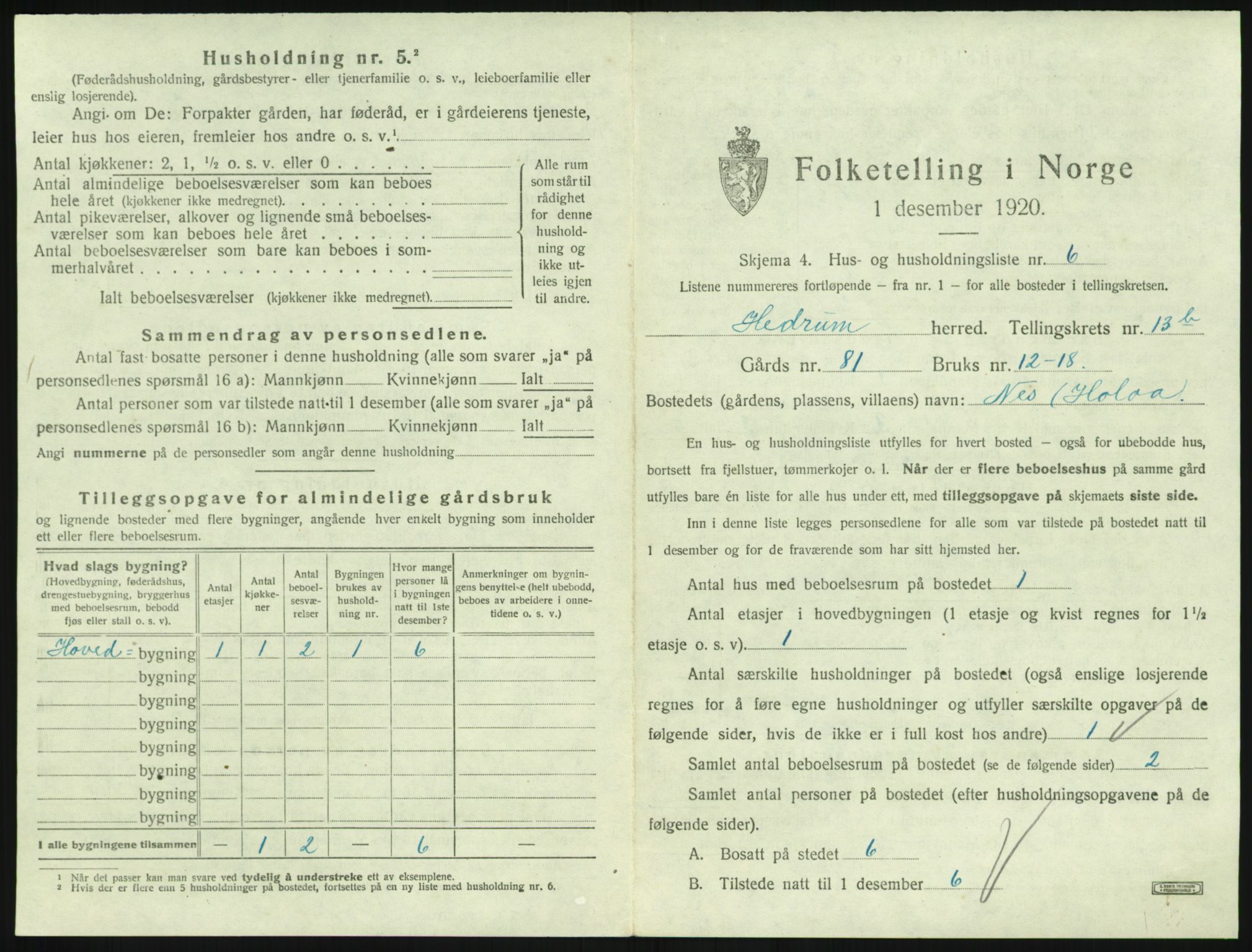 SAKO, 1920 census for Hedrum, 1920, p. 1213