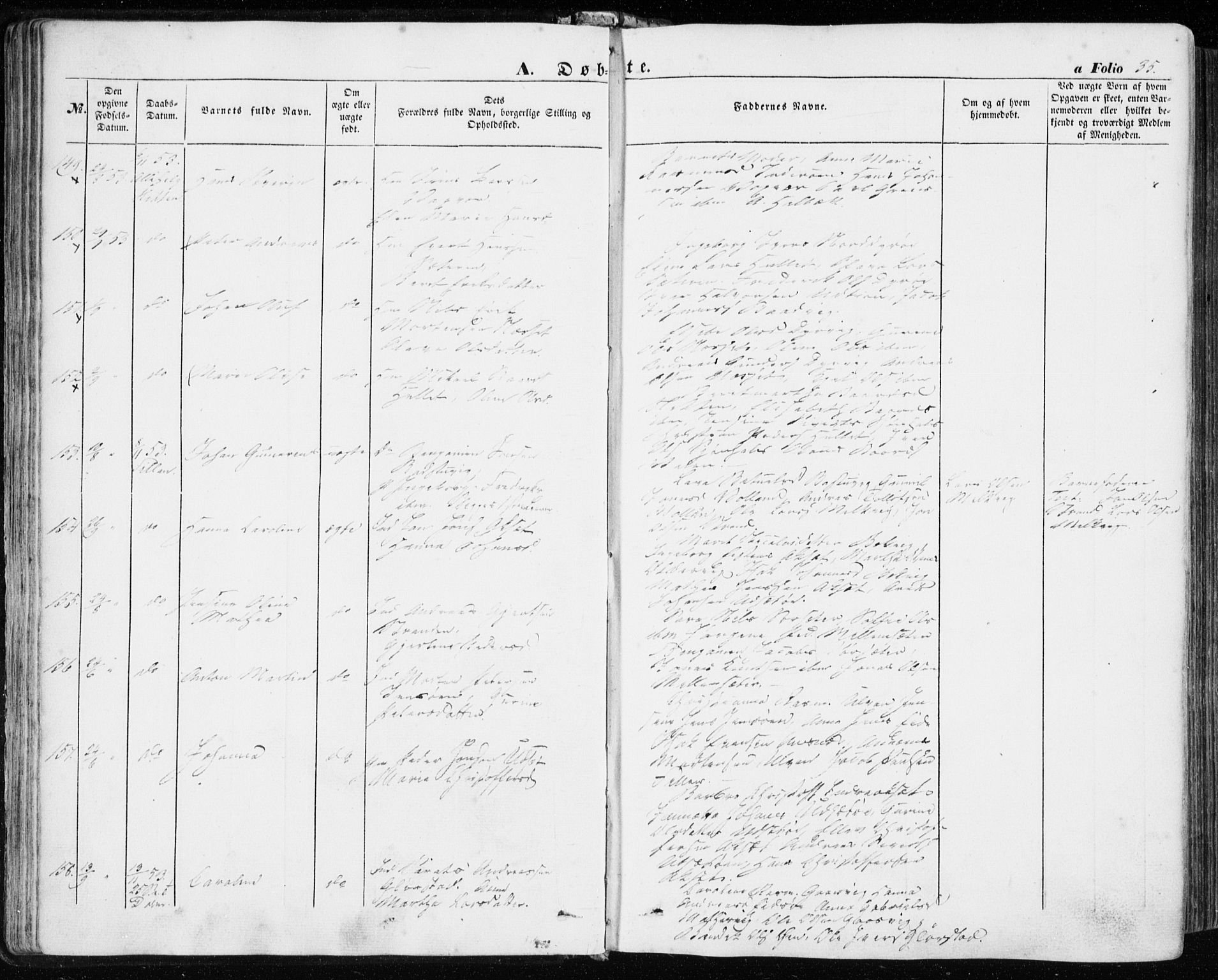 Ministerialprotokoller, klokkerbøker og fødselsregistre - Sør-Trøndelag, AV/SAT-A-1456/634/L0530: Parish register (official) no. 634A06, 1852-1860, p. 35