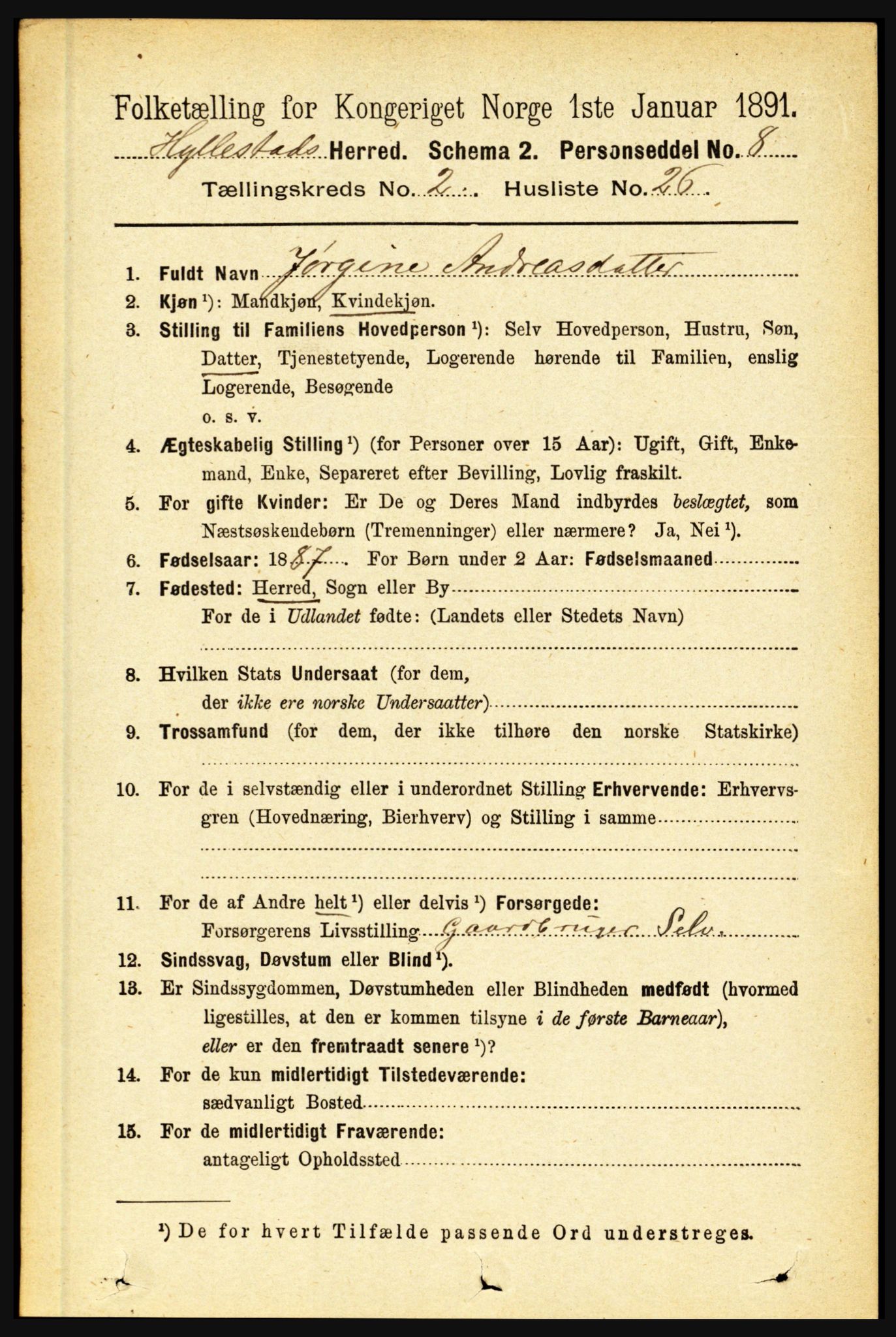 RA, 1891 census for 1413 Hyllestad, 1891, p. 290