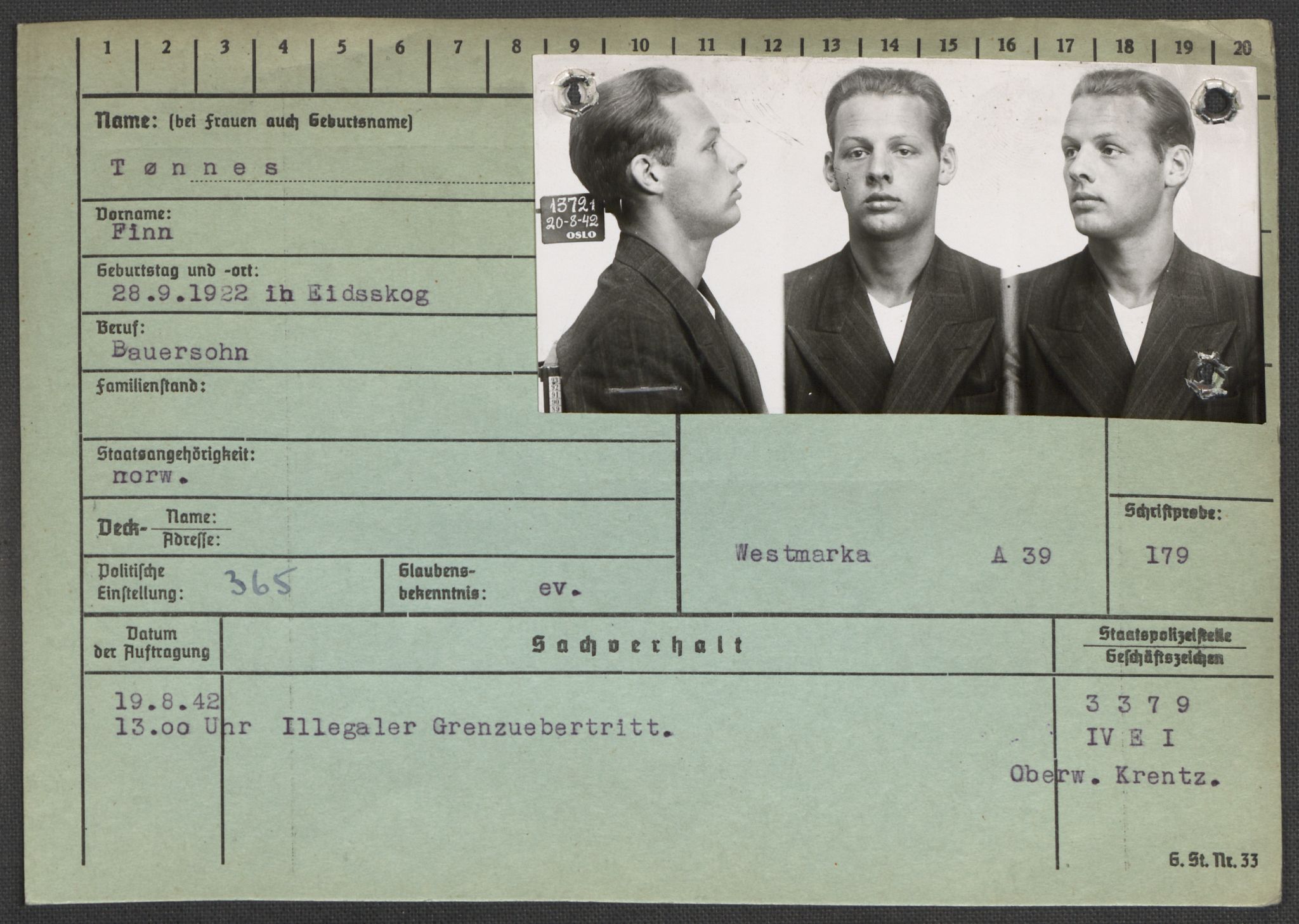 Befehlshaber der Sicherheitspolizei und des SD, RA/RAFA-5969/E/Ea/Eaa/L0010: Register over norske fanger i Møllergata 19: Sø-Å, 1940-1945, p. 578