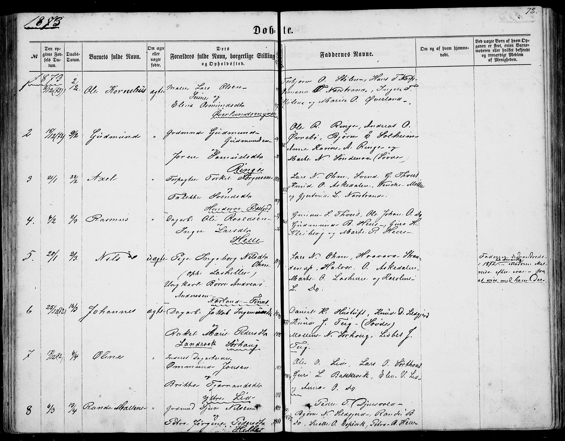 Nedstrand sokneprestkontor, SAST/A-101841/01/IV: Parish register (official) no. A 9, 1861-1876, p. 72