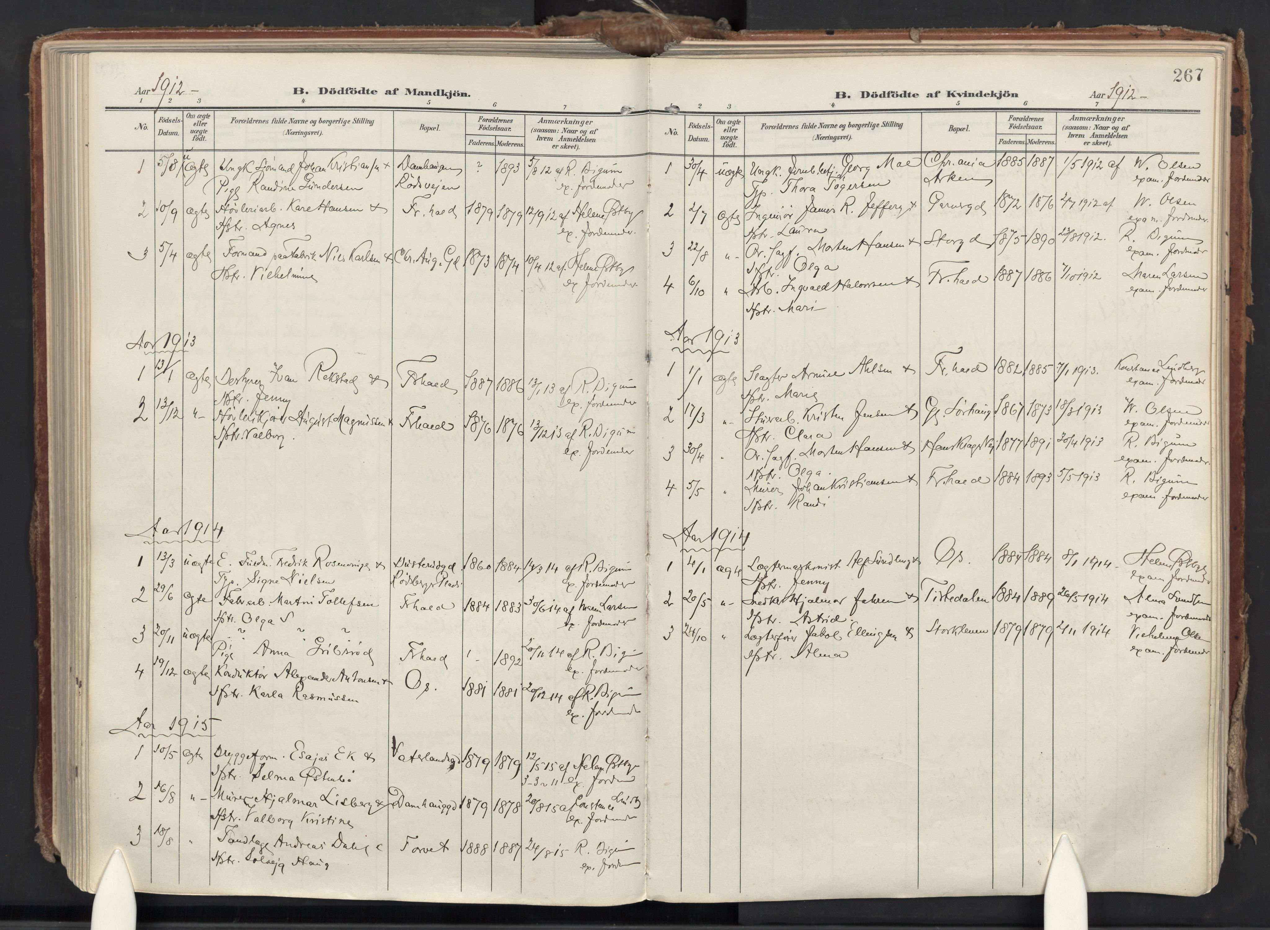 Halden prestekontor Kirkebøker, AV/SAO-A-10909/F/Fa/L0015: Parish register (official) no. I 15, 1907-1925, p. 267