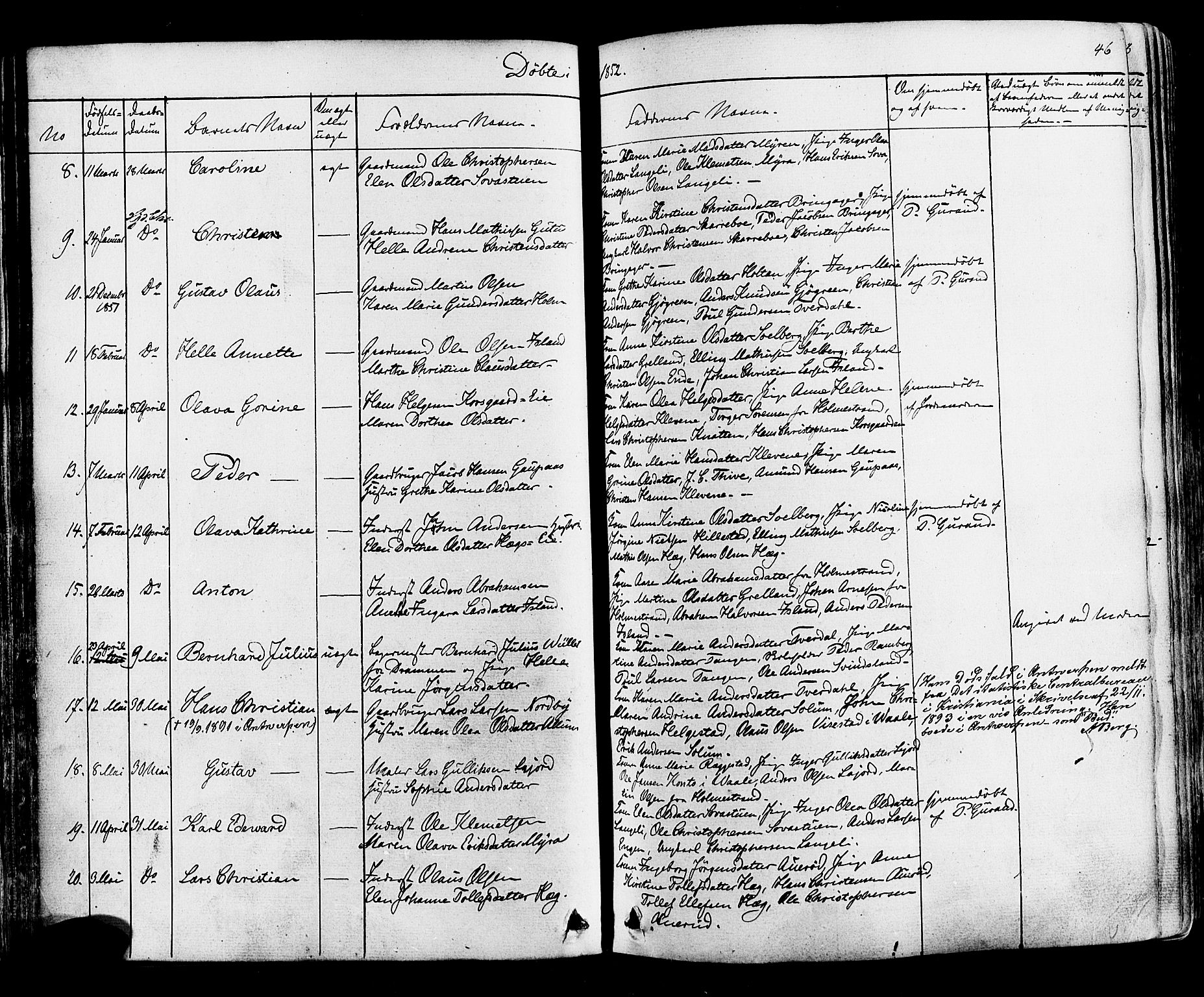 Botne kirkebøker, AV/SAKO-A-340/F/Fa/L0006: Parish register (official) no. I 6, 1836-1877, p. 46